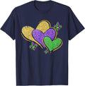 Cute Hearts Mardi Gras Carnival Outfit for Womens Girls Kids T-Shirt - Navy Blue