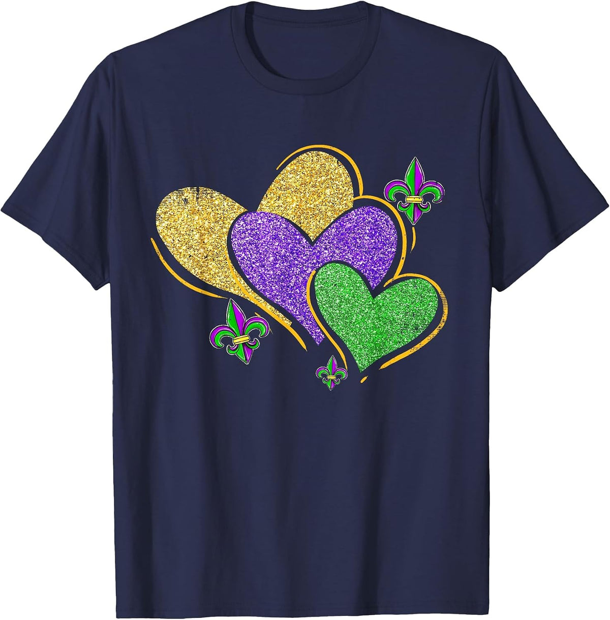Cute Hearts Mardi Gras Carnival Outfit for Womens Girls Kids T-Shirt - Navy Blue