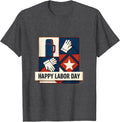 Men's Happy Labor Day Patriotic Americana Tribute Quilt Block T-Shirt - Dark Heather Grey