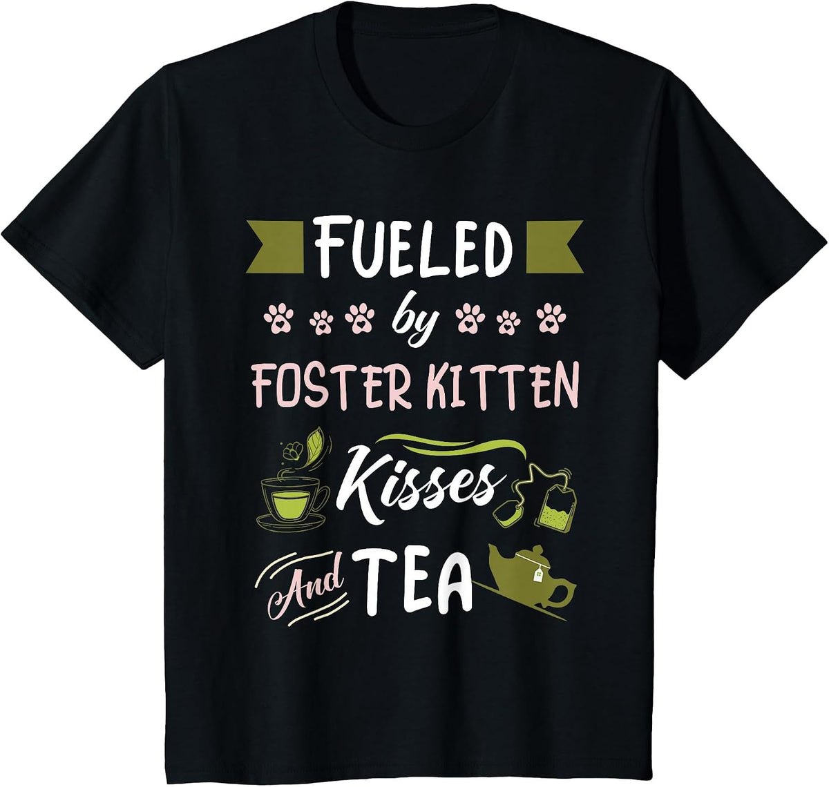 Foster Kitten Rescue Mom Tea Lover T-Shirt - Black