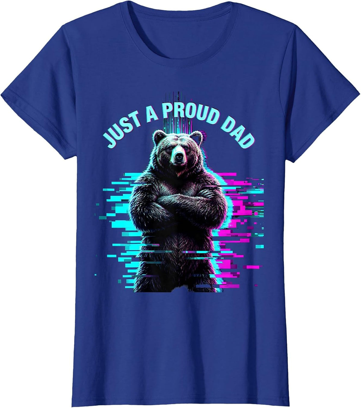 Women's Just a Proud Dad Graphic Design T-Shirt - Royal Blue