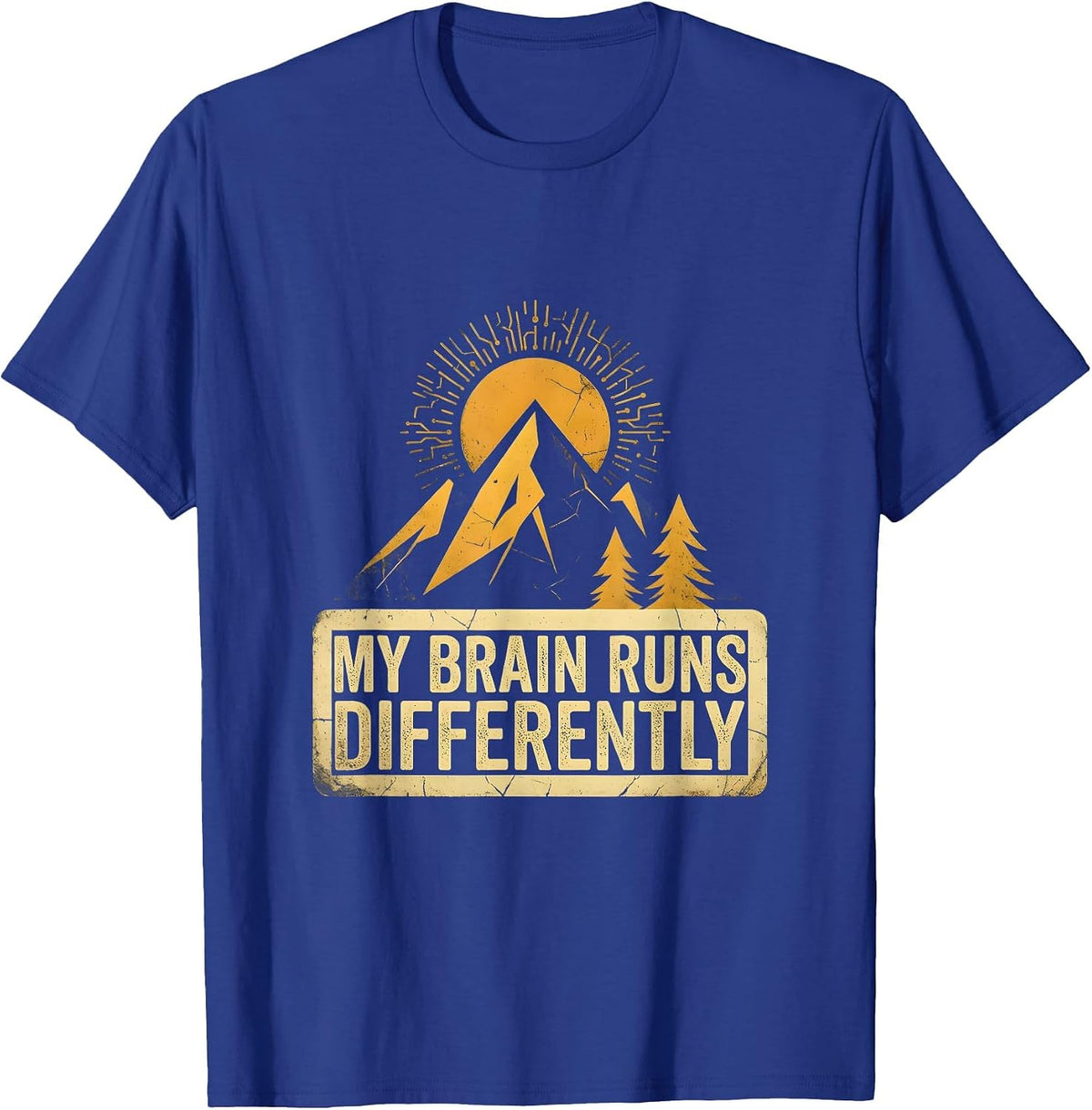 My Brain Runs Differently Autism Awareness Design T-Shirt - Royal Blue