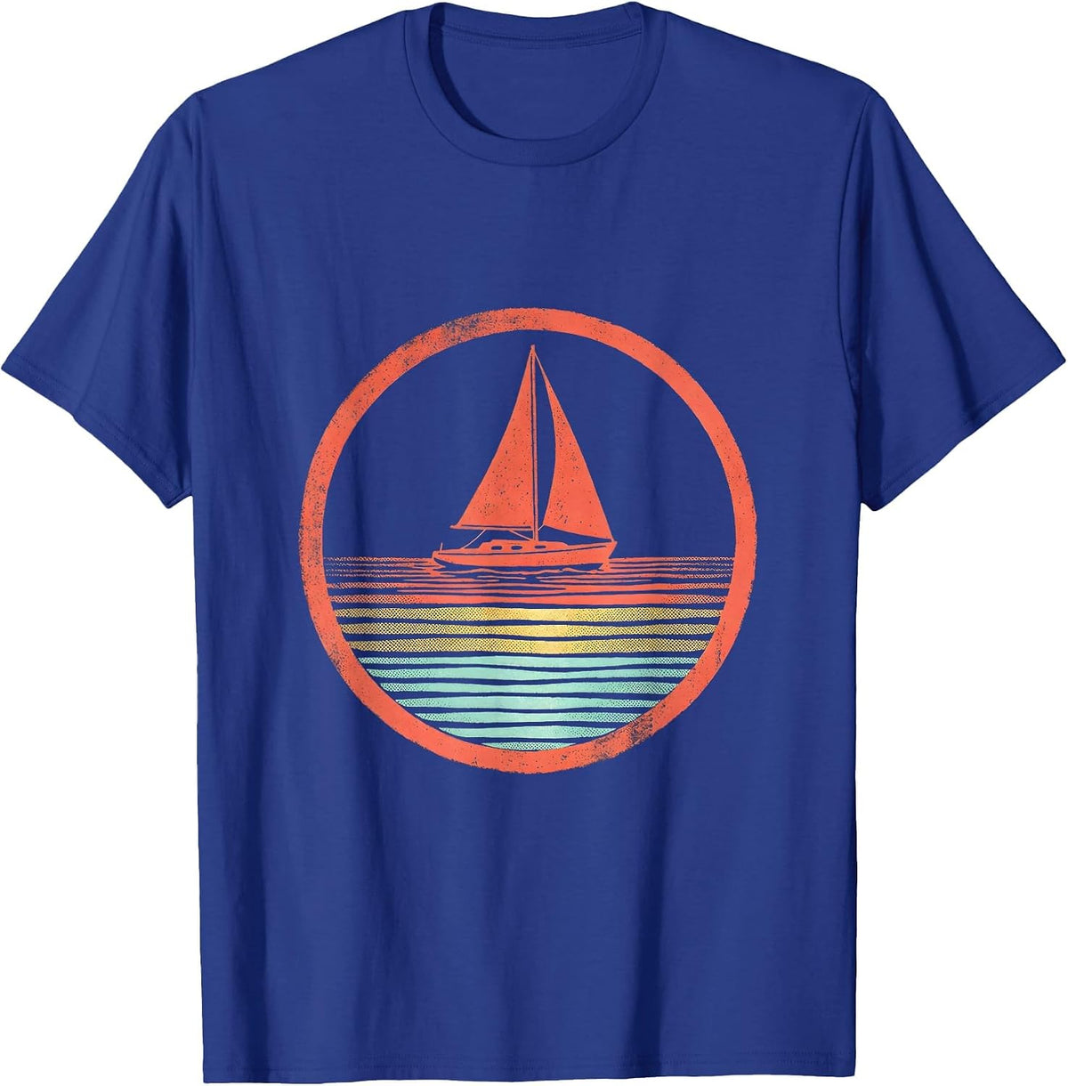 Men's Autism Awareness Sailboat Rainbow Reflection Art T-Shirt - Royal Blue