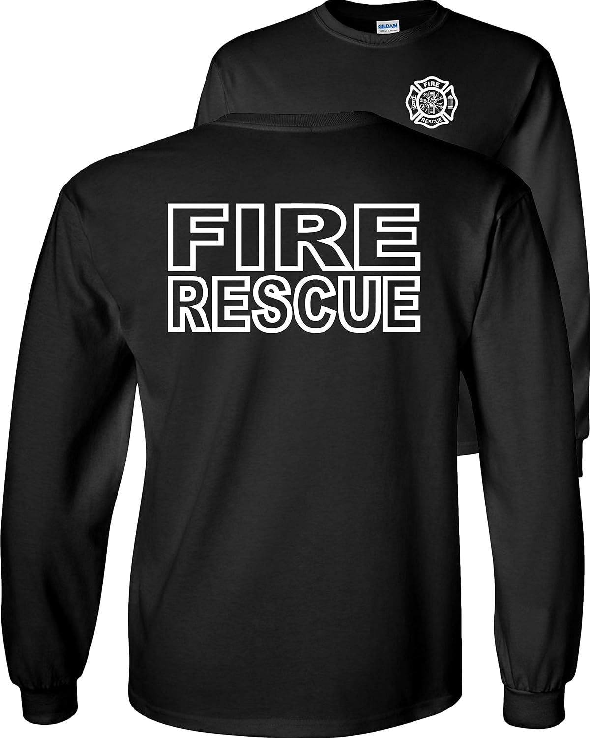 FAIR GAME Fire Rescue Long Sleeve Shirt - Black-white Design
