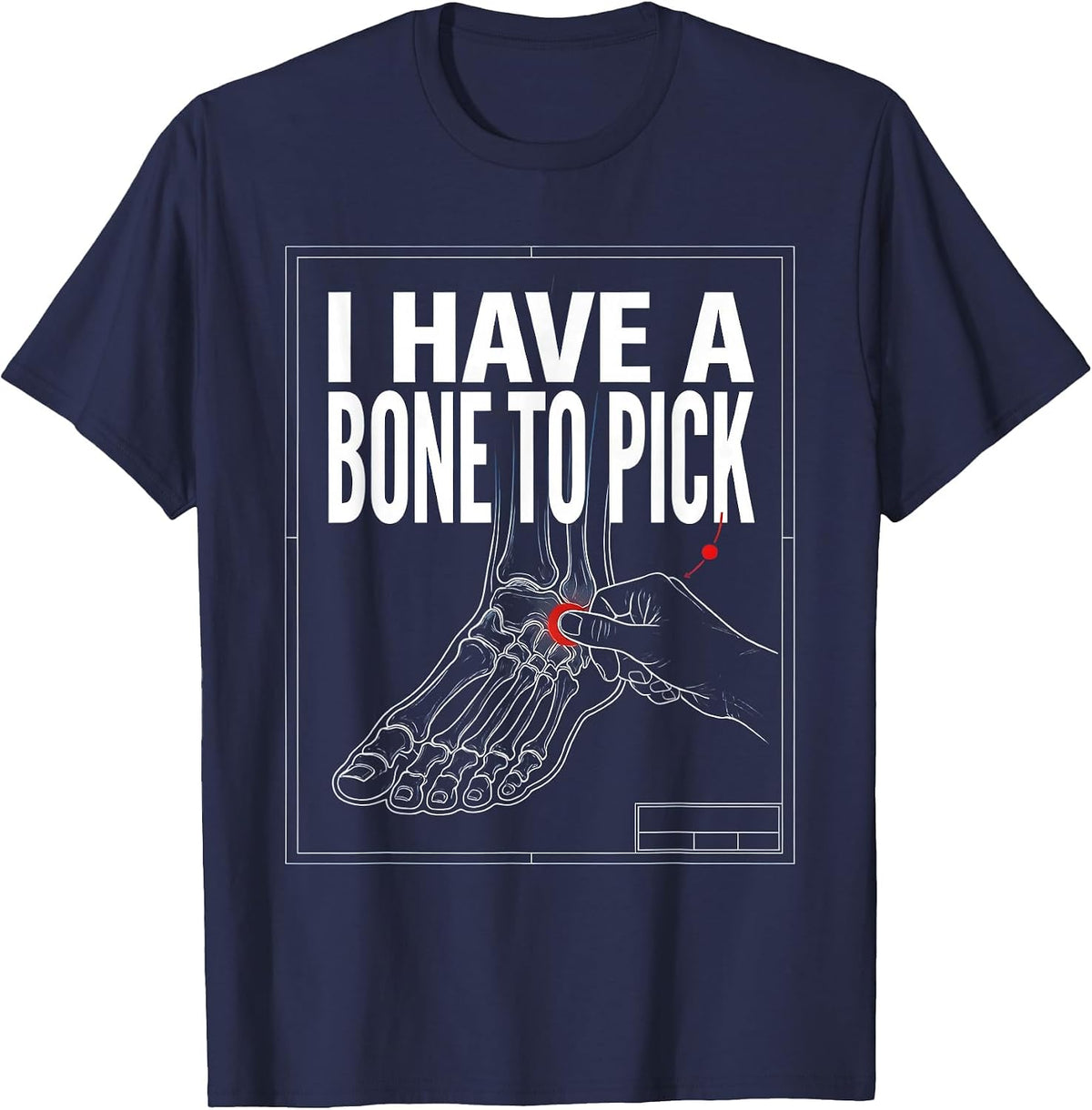 Men's I Have A Bone To Pick Technical Blueprint Physical Therapist T-Shirt - Navy Blue