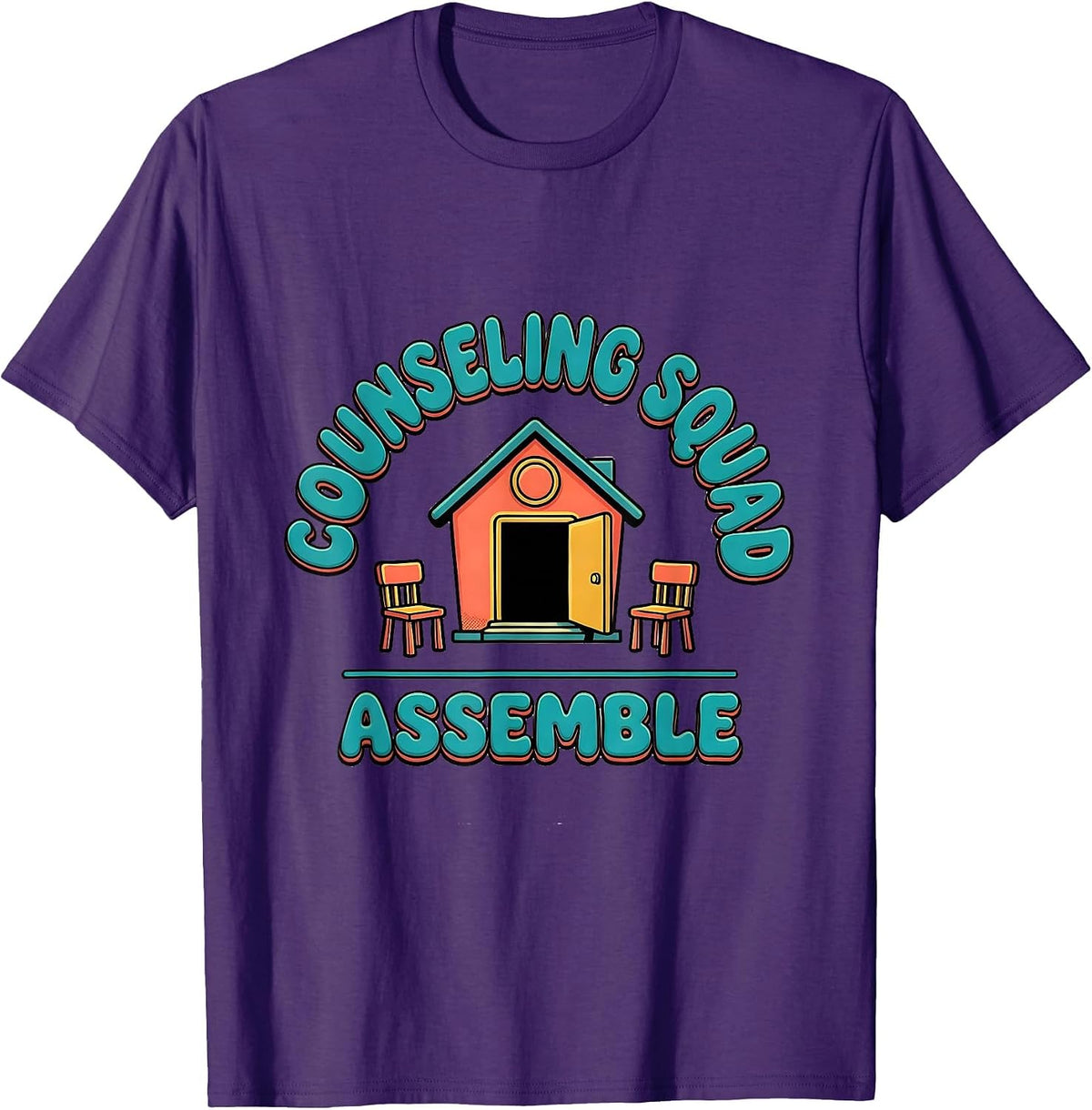 Counseling Squad Assemble Groovy Retro School Counselor T-Shirt - Purple
