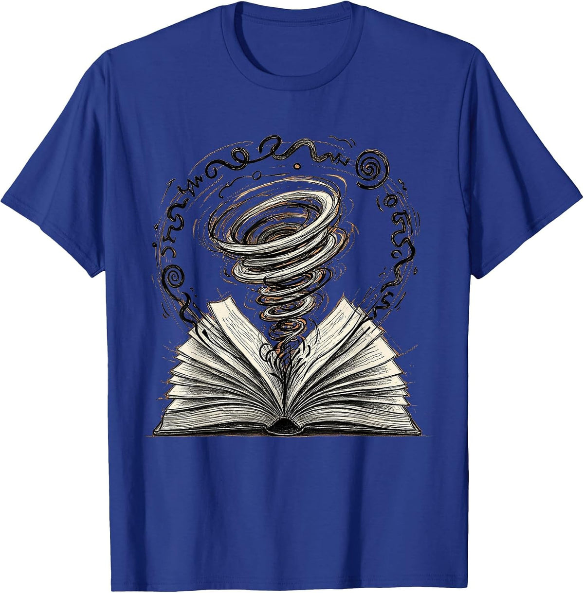 Men's Dyslexia Awareness Open Book Swirling Letters T-Shirt - Royal Blue