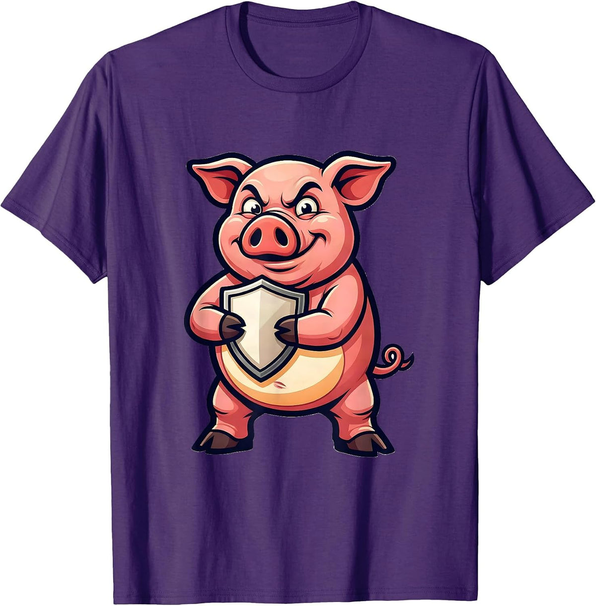 Men's Proud Pig Mascot Funny Farm Animal Lover Novelty T-Shirt - Purple