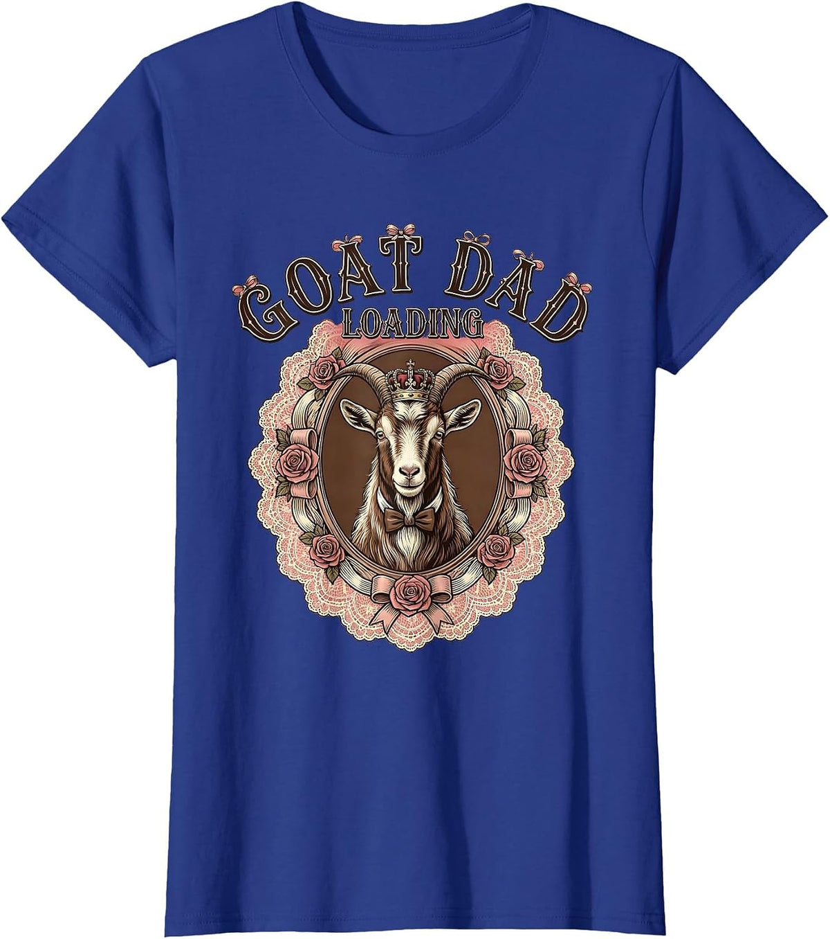 Women's Goat Dad Loading Funny Goat Parent Design T-Shirt - Royal Blue