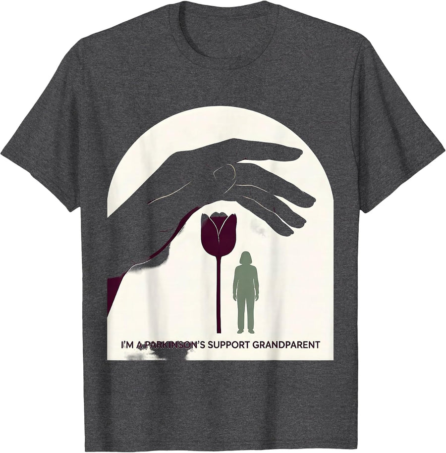 Men's I'm a Parkinson's Support Grandparent Awareness Ribbon T-Shirt - Dark Heather Grey