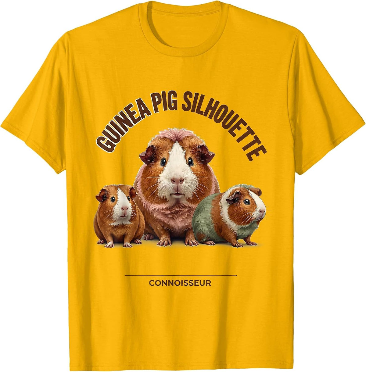 Guinea Pig Silhouette Connoisseur Funny Pet Lover Gift T-Shirt - Golden Yellow