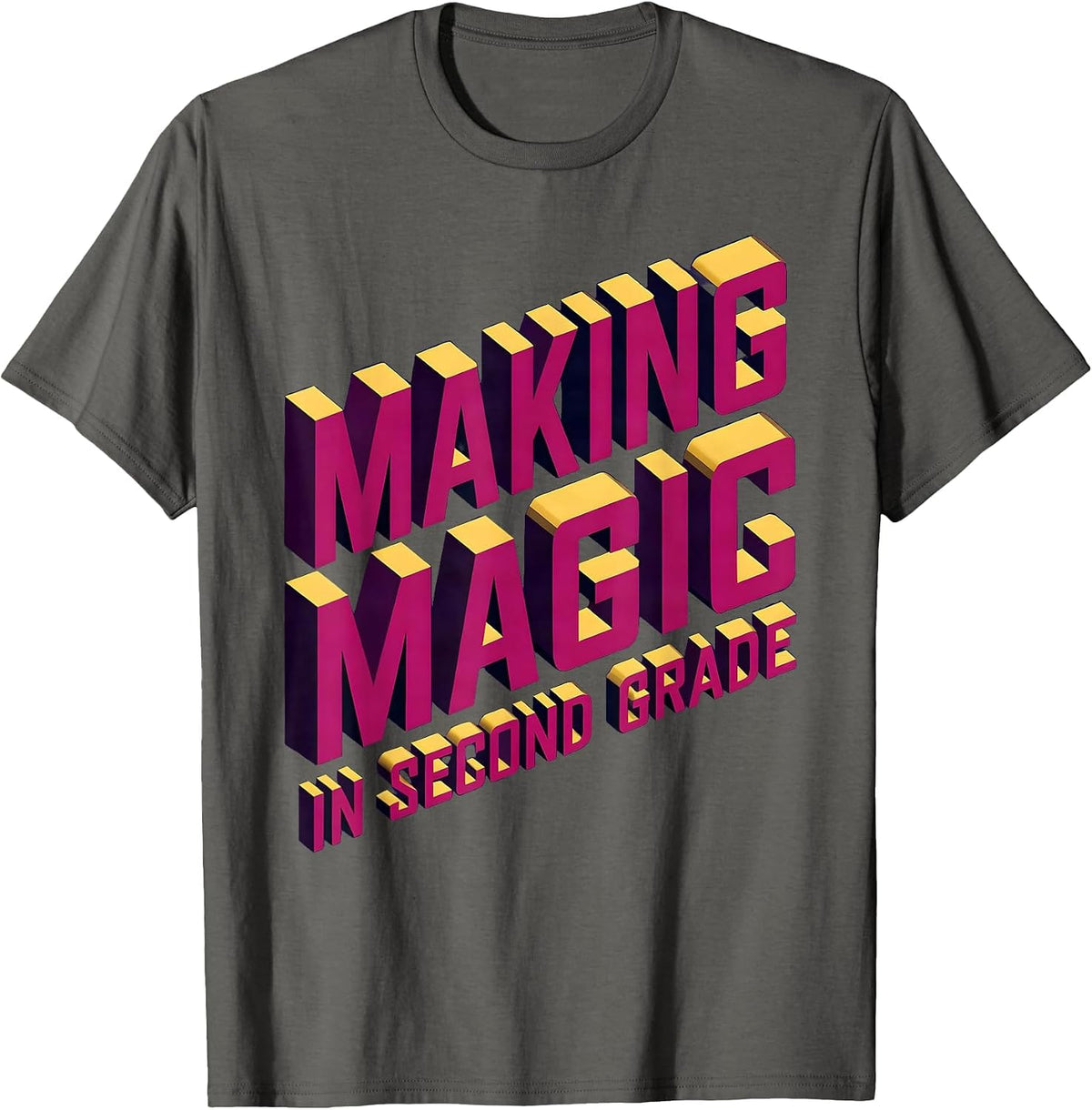 Men's Making Magic in Second Grade Teacher Design T-Shirt - Asphalt Grey