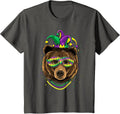 Bear Animal Lover Cute Mardi Gras Carnival Jester T-Shirt, Youth, Asphalt Grey, Large - As Pictured