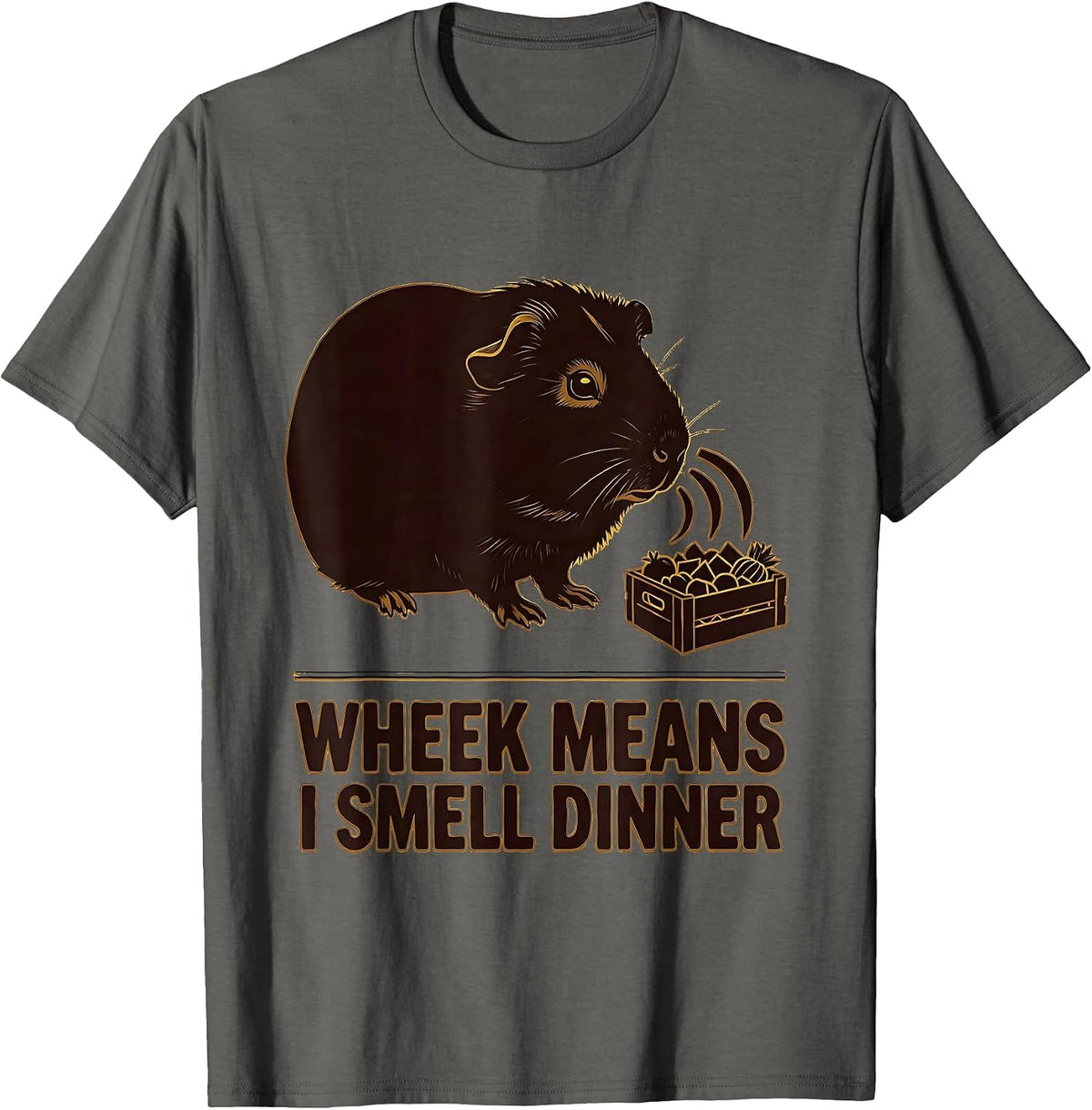 Wheek Means I Smell Dinner Funny Guinea Pig Lover Cavy Owner T-Shirt - Asphalt Grey