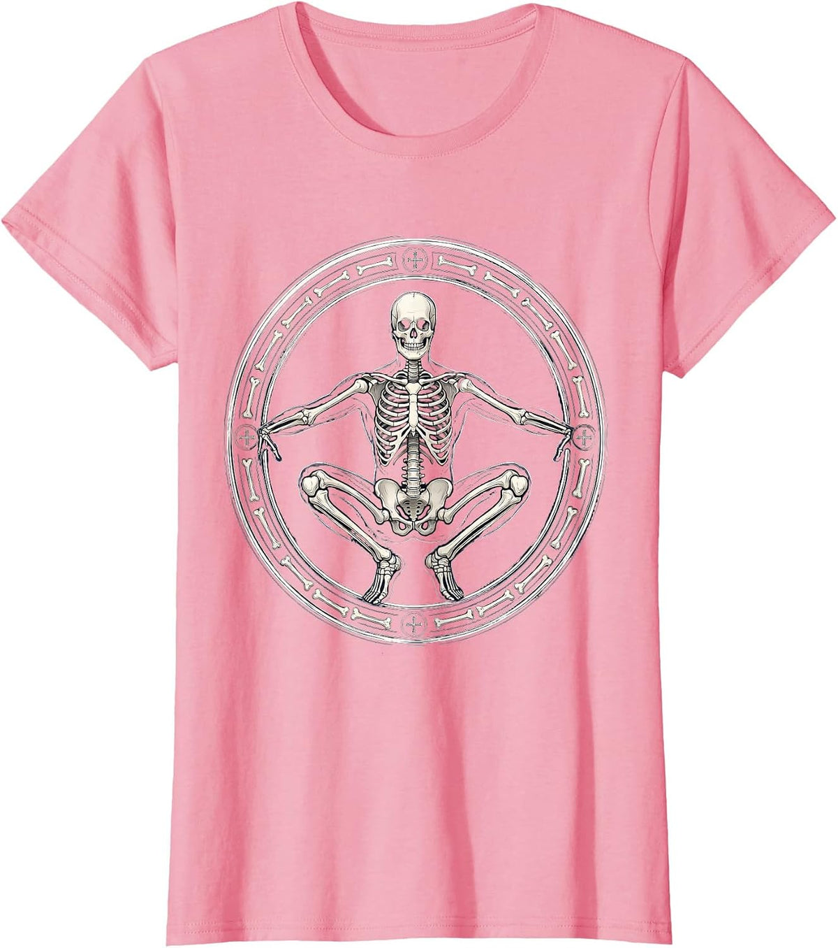 Women's Skeleton Deep Squat Physical Therapy Graphic T-Shirt - Pink