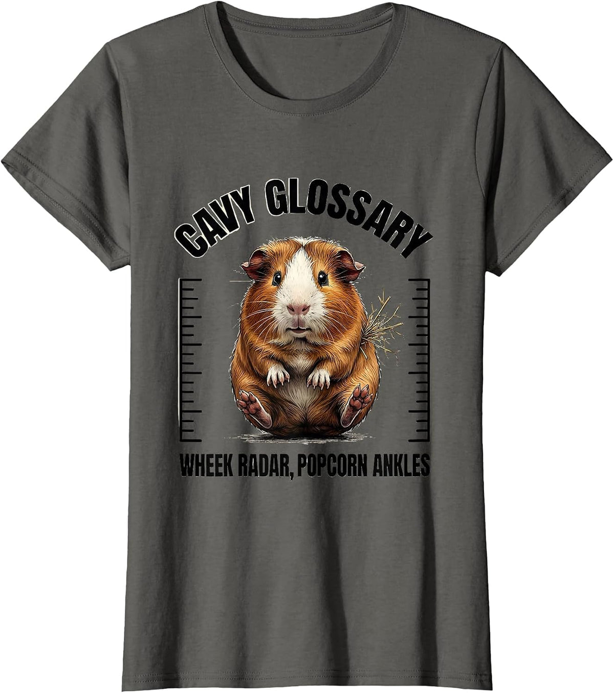 Women's Cavy Glossary: Wheek Radar, Popcorn Ankles Funny Cavy Lover T-Shirt - Asphalt Grey