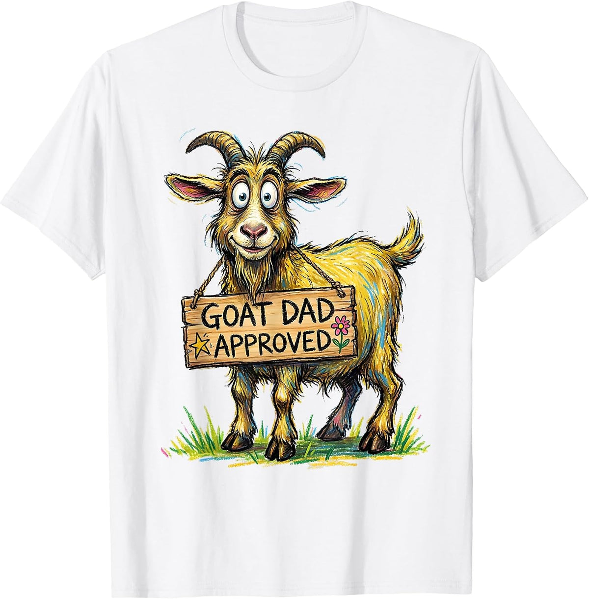 Men's Goat Dad Approved Funny Goat Father Design T-Shirt - White