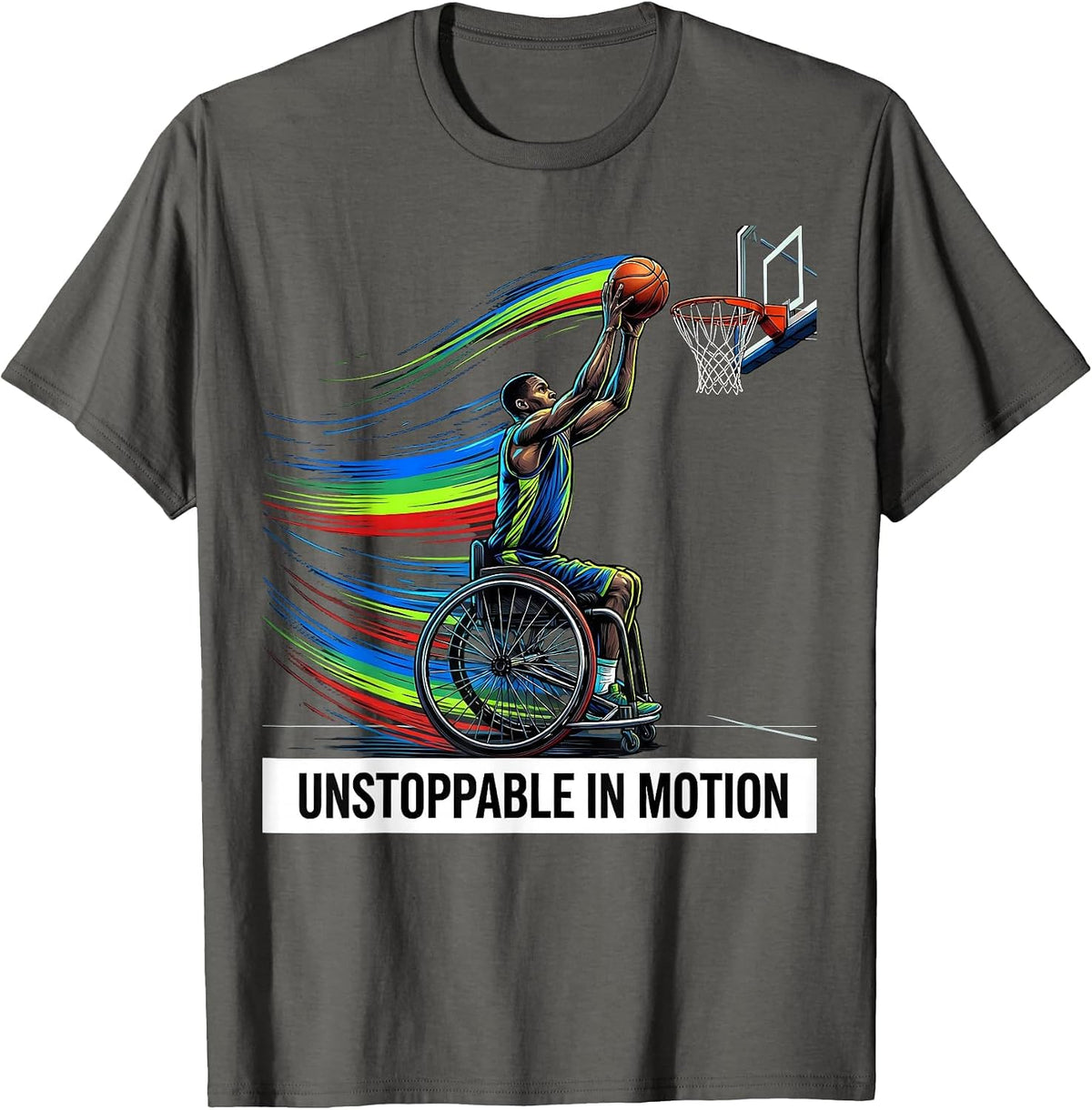 Unstoppable In Motion Disability Pride Month Advocacy T-Shirt - Asphalt Grey
