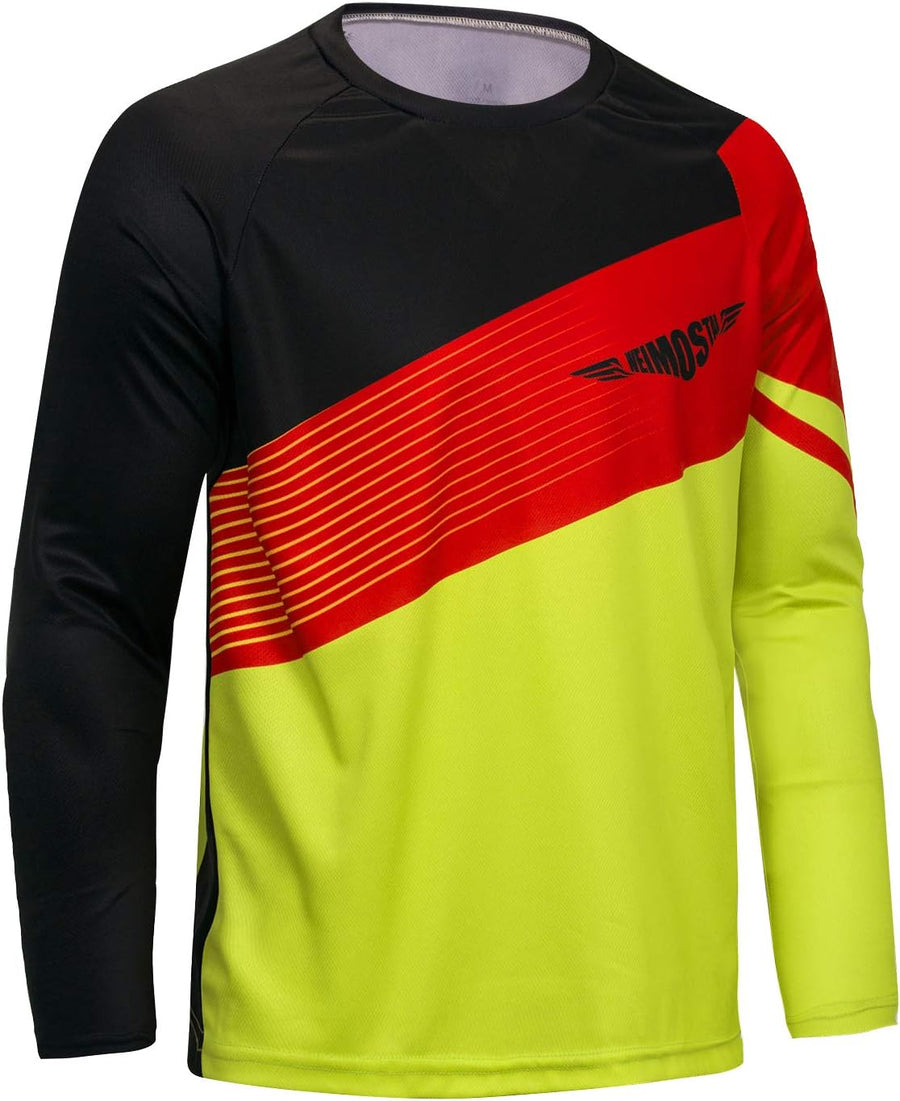 Men's Cycling Jersey Top MTB Cycle Long Sleeve Spring Downhill Mountain Bike Shirt - Red