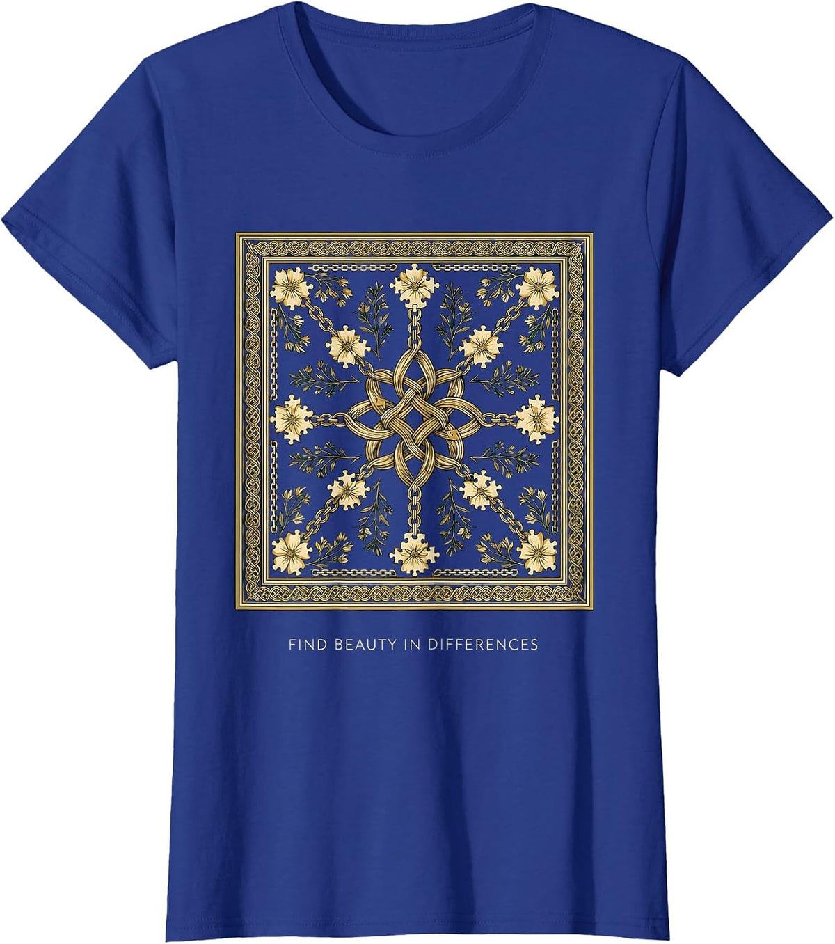 Women's Find Beauty In Differences Autism Awareness Design T-Shirt - Royal Blue