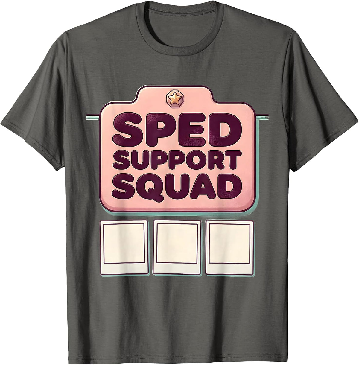 Men's SPED Support Squad Cute Kawaii Special Education Teacher T-Shirt - Asphalt Grey