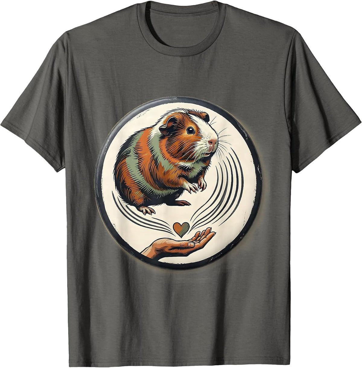 Men's Guinea Pig Badge Rosette Pet Lover Humor T-Shirt - Asphalt Grey