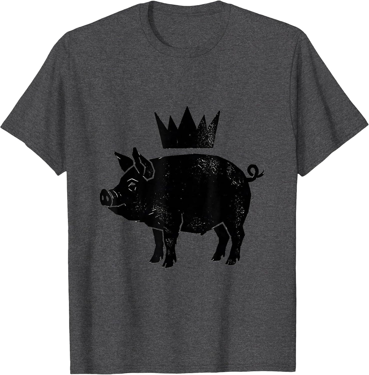 Pig Silhouette Cute Farm Animal Lover Gift T-Shirt - Dark Heather Grey