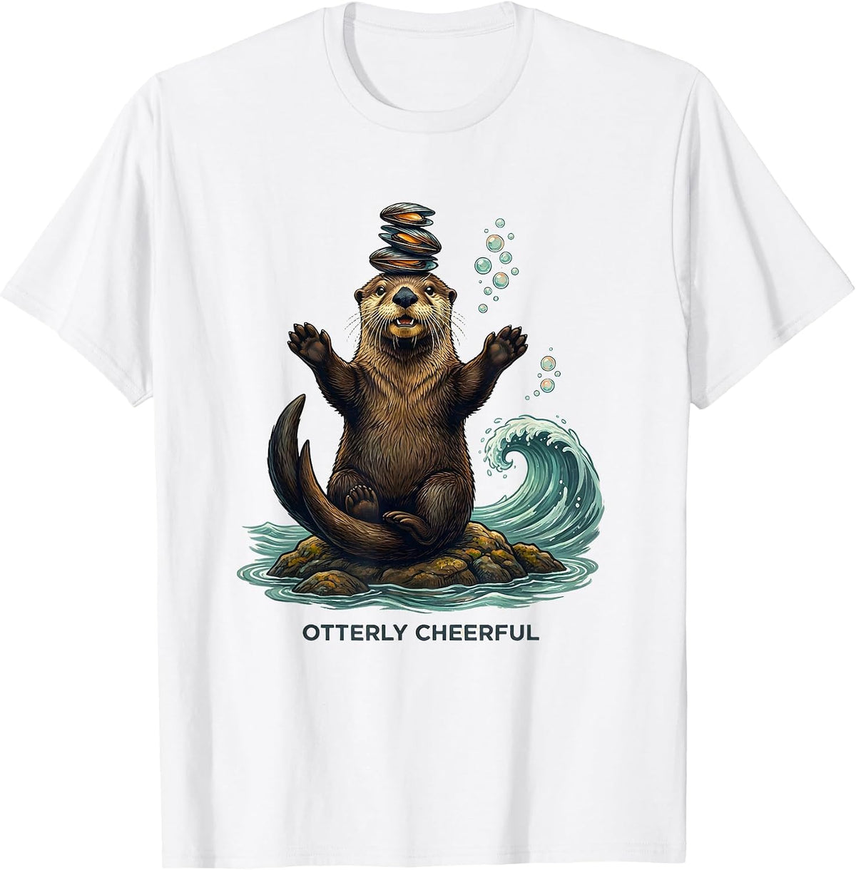 Men's Otterly Cheerful Funny Otter Lover Sea Animal Humor T-Shirt - White