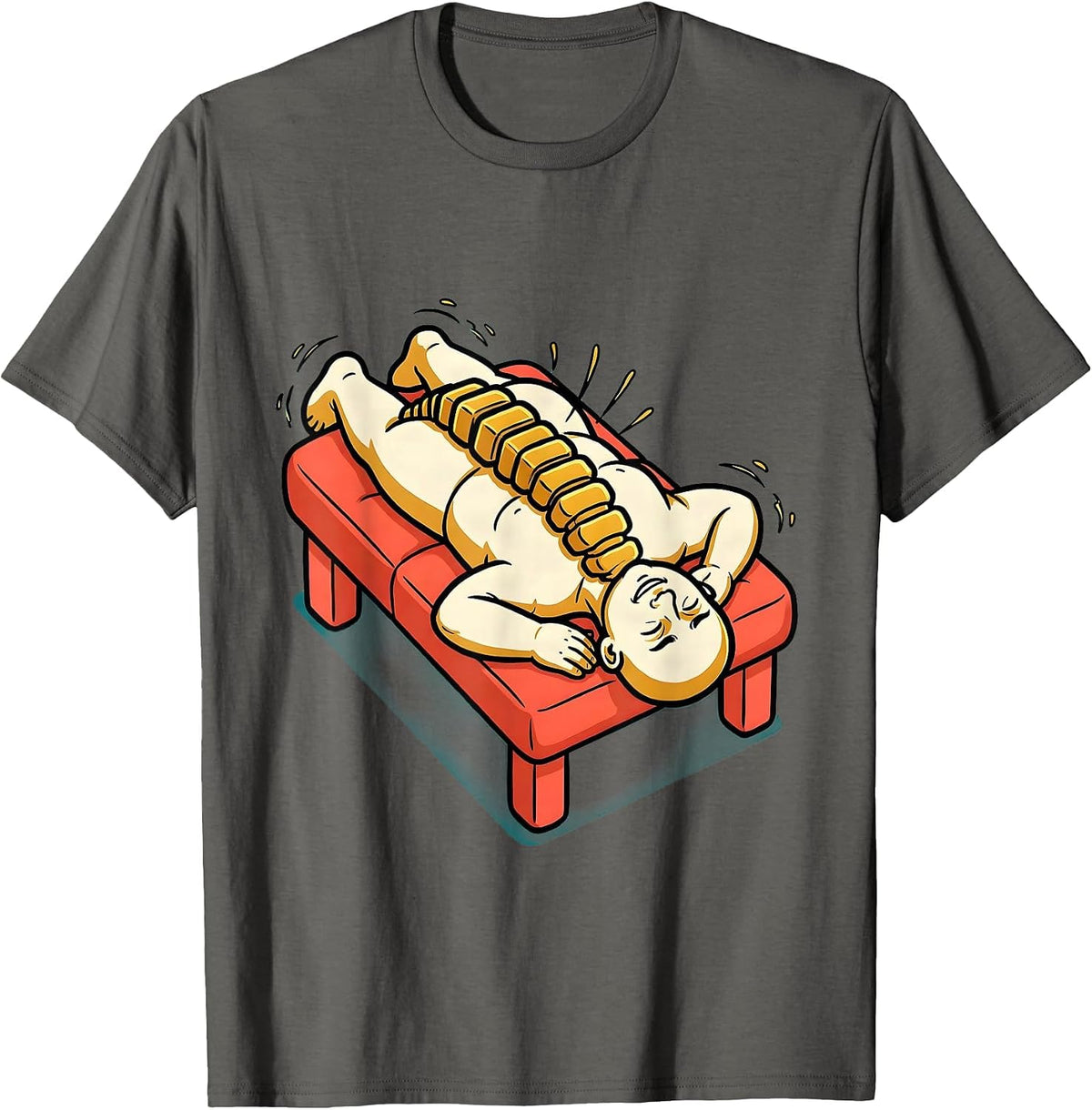 Physical Therapy Spine Alignment Massage Table Art T-Shirt - Asphalt Grey
