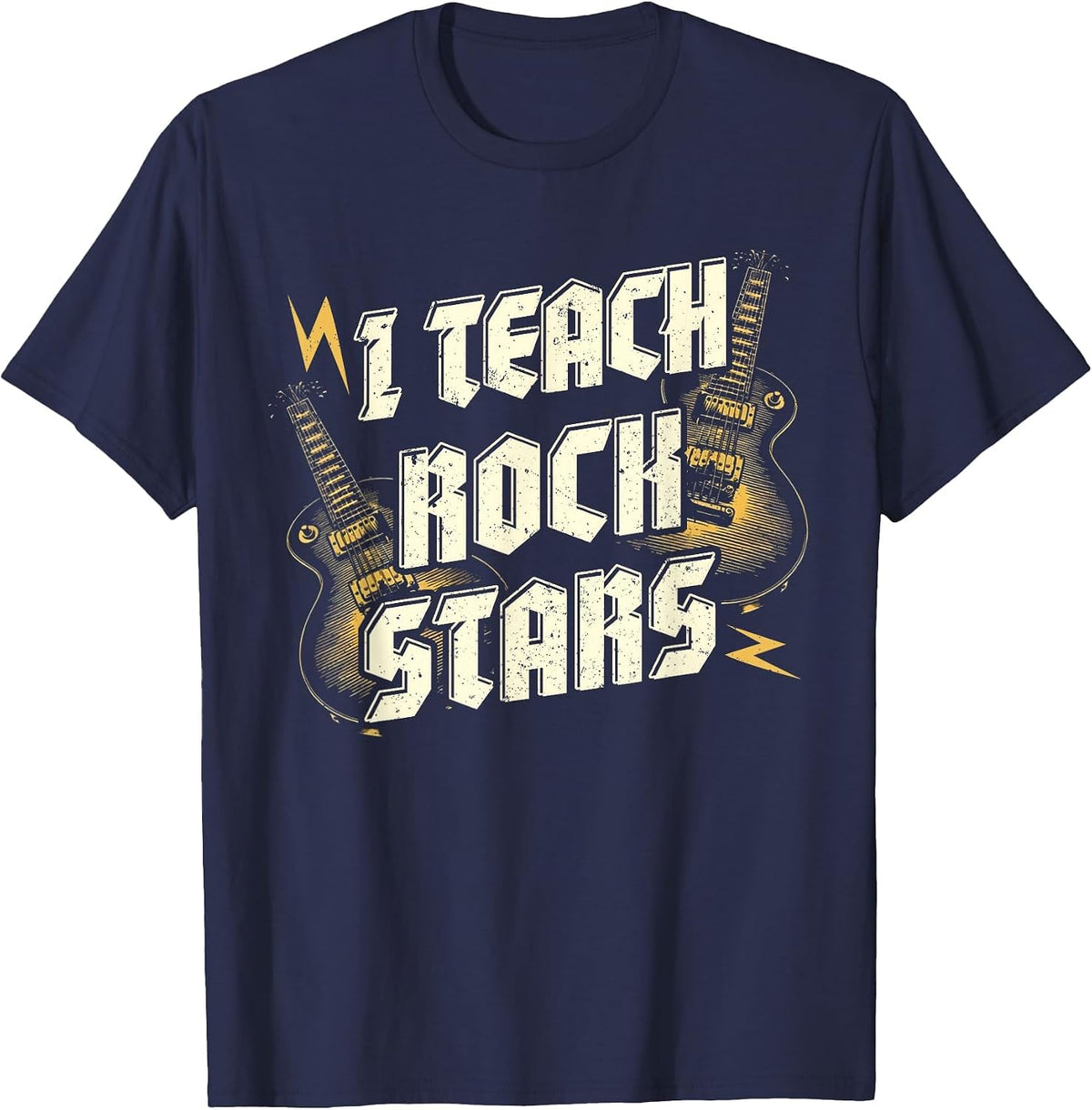 I Teach ROCKSTARS Funny Teacher Rocks Band Music Teaching T-Shirt - Navy Blue