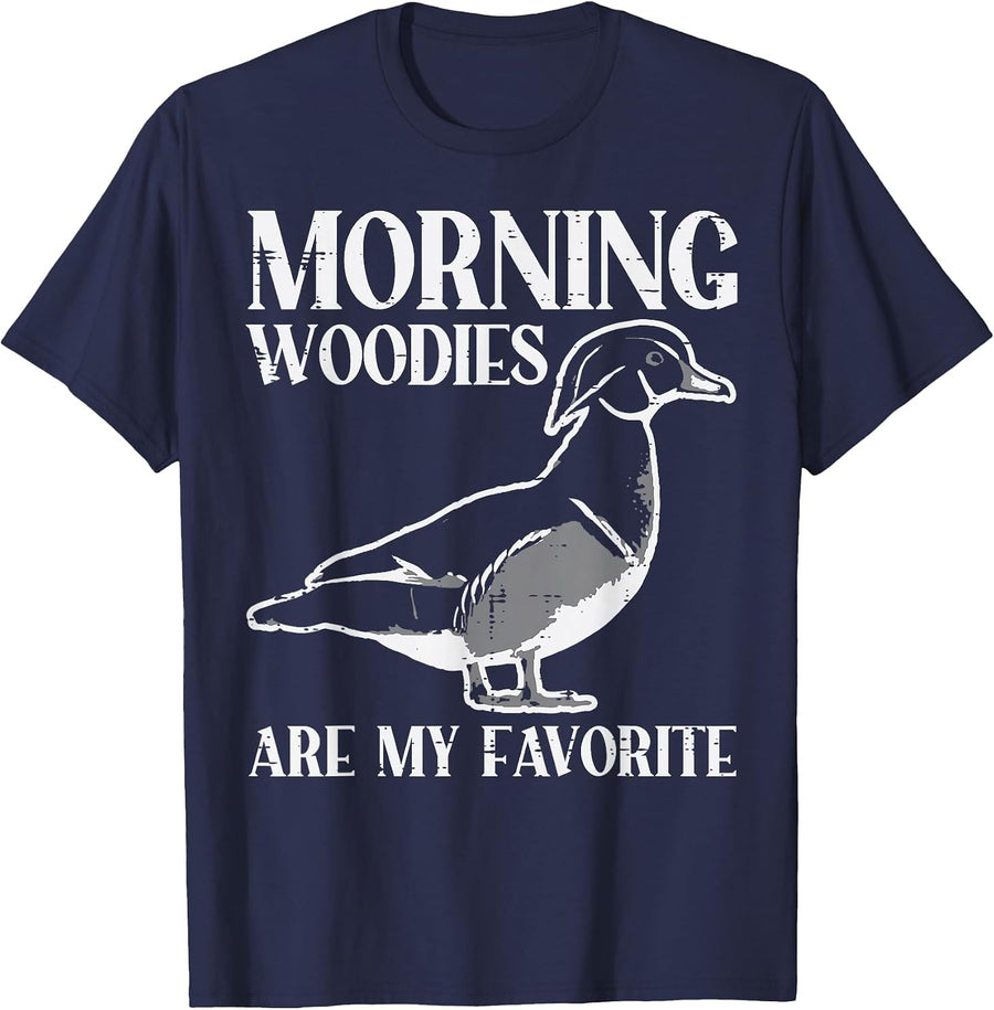 Morning Woody My Favorite Duck Hunting Funny Hunter Men T-Shirt - Navy Blue