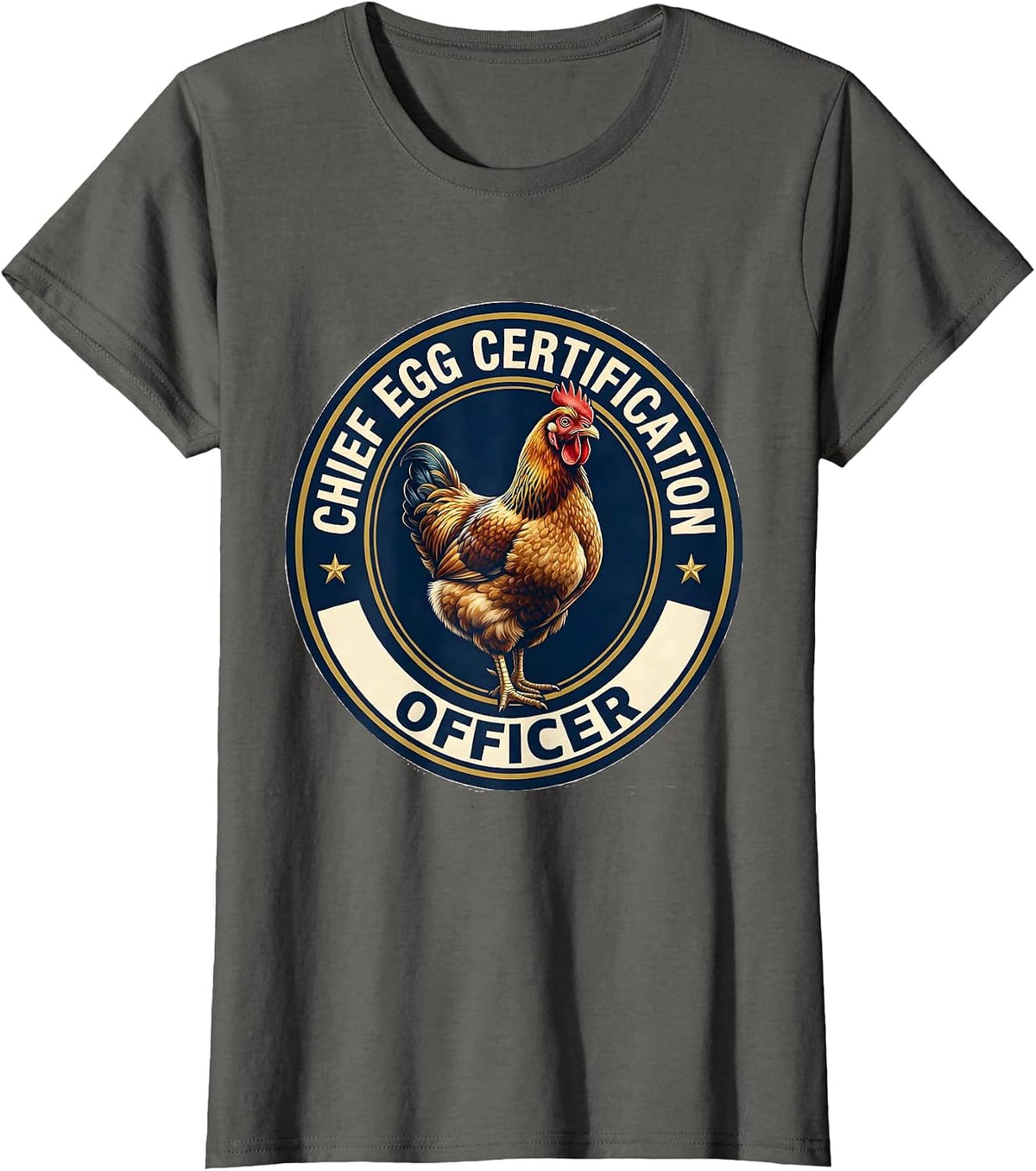 Women's Chief Egg Certification Officer Funny Chicken Lover Farming T-Shirt - Asphalt Grey