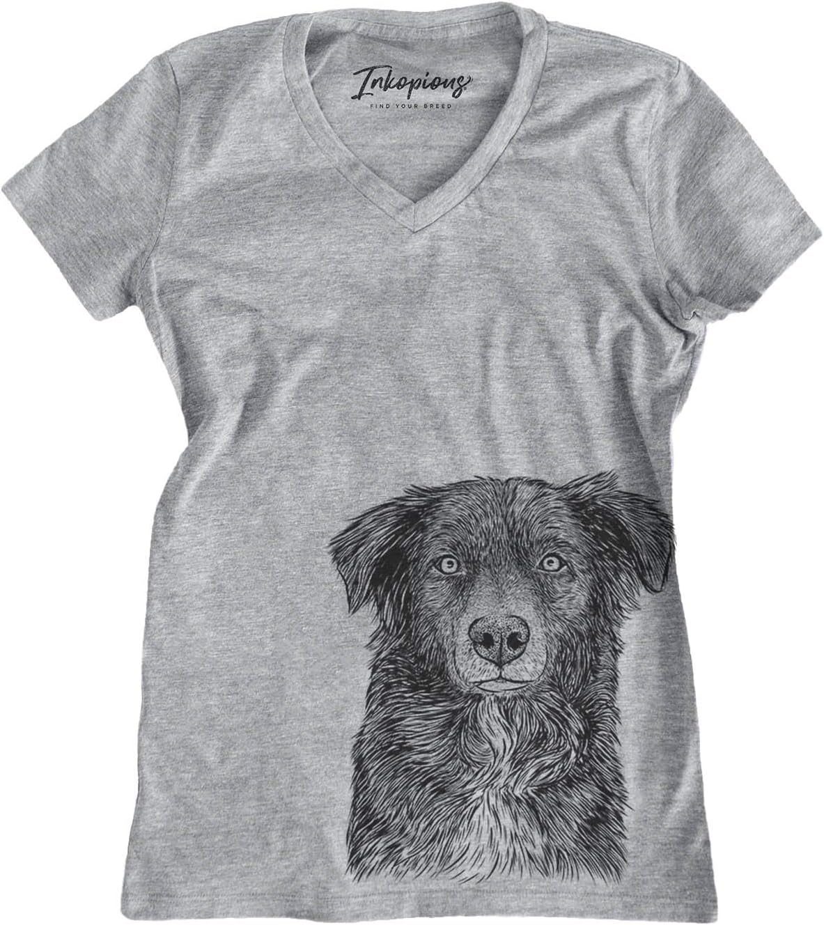 Bare Pixel the Australian Shepherd Dog Triblend T-Shirt - Grey V-neck