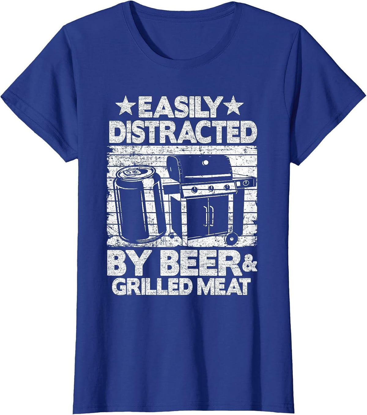 Easily Distracted By Beer & Grilled Meat Funny Pig Pork Rub T-Shirt - Royal Blue