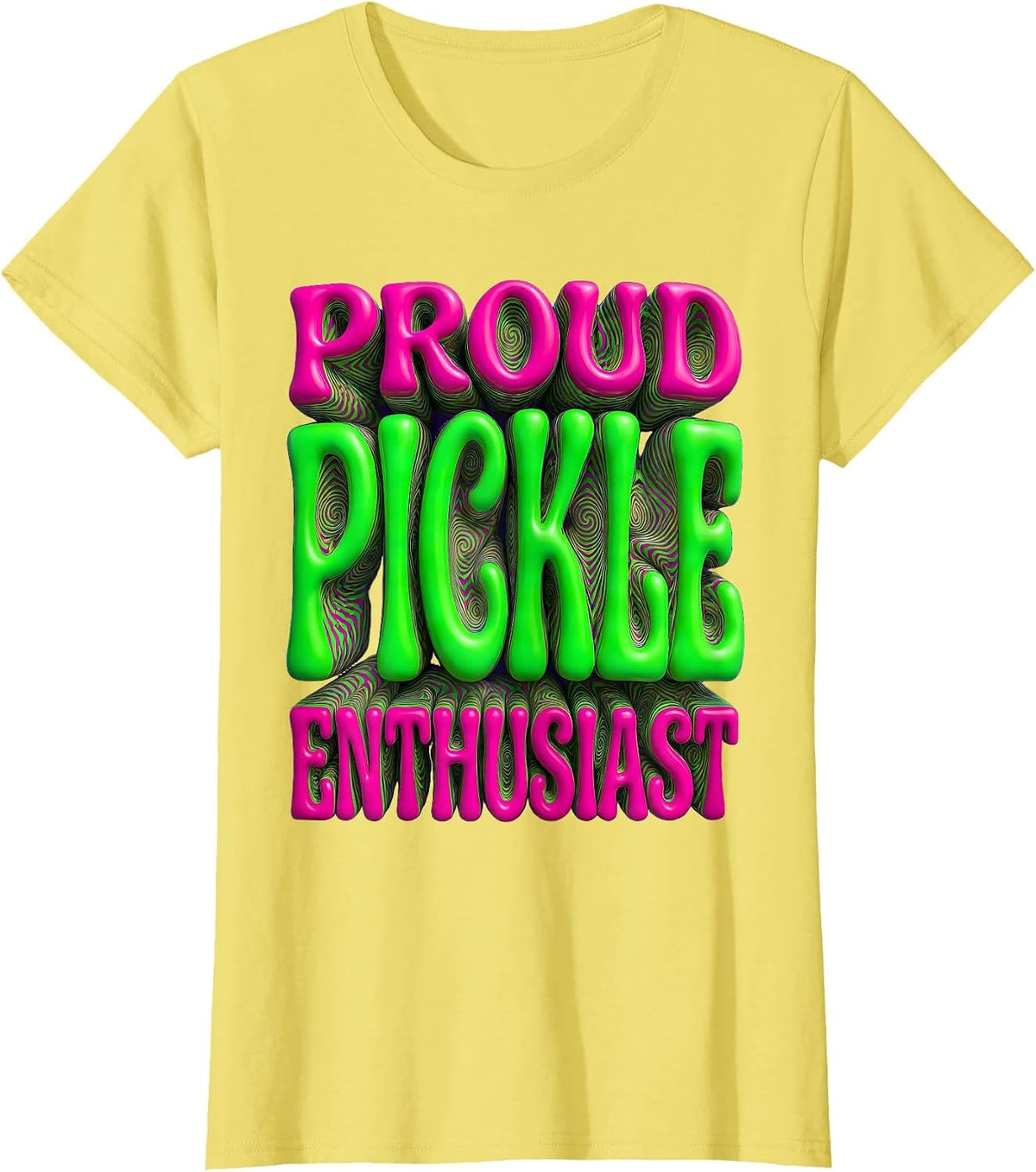 Women's Proud Pickle Enthusiast Funny Pickle Design T-Shirt - Lemon Yellow