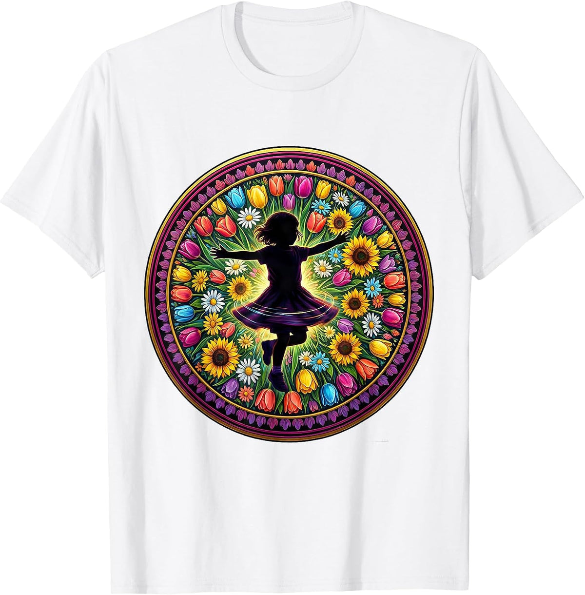 Men's Autism Awareness Joyful Child Spinning in Flowers T-Shirt - White