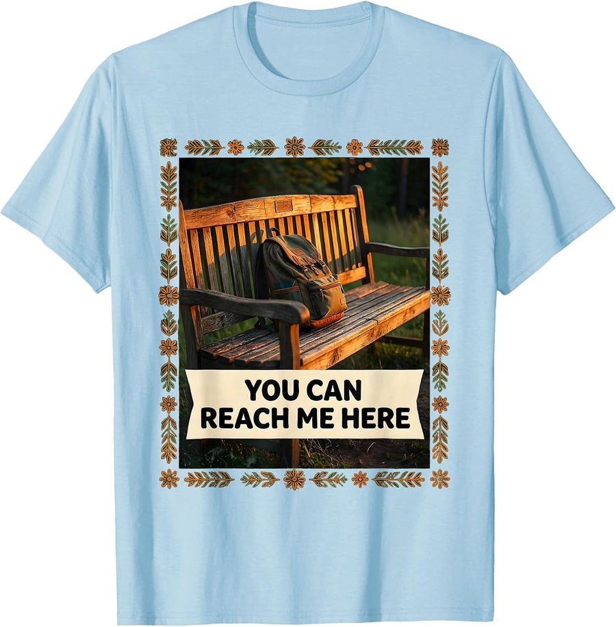 Men's You Can Reach Me Here Folk Art School Counselor Student T-Shirt - Baby Blue
