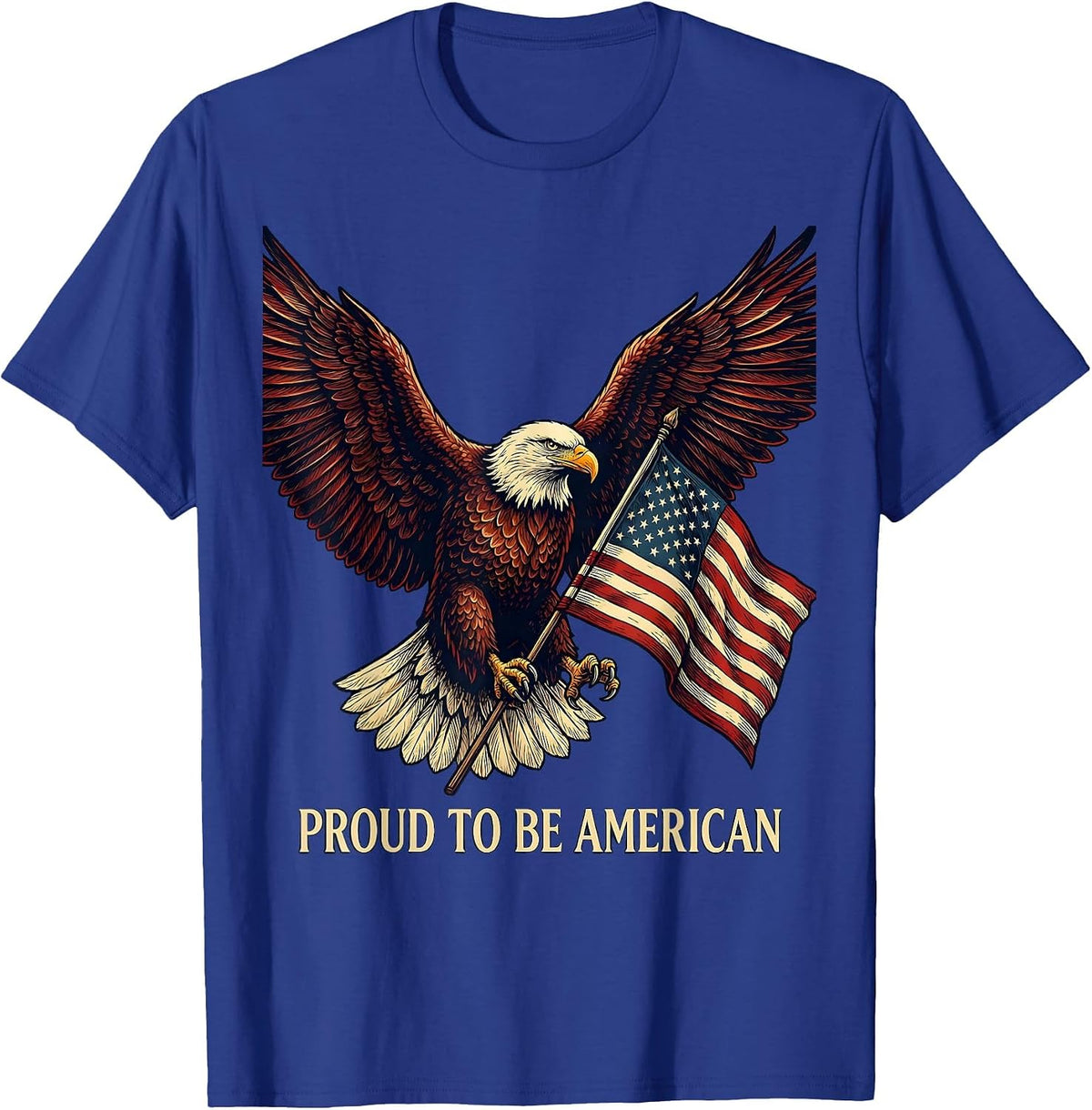 Proud to Be American Flag Patriotic Design T-Shirt - Royal Blue