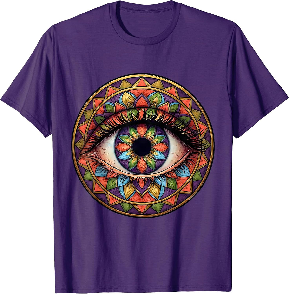 Autism Awareness Kaleidoscope Rainbow Eye Art T-Shirt - Purple