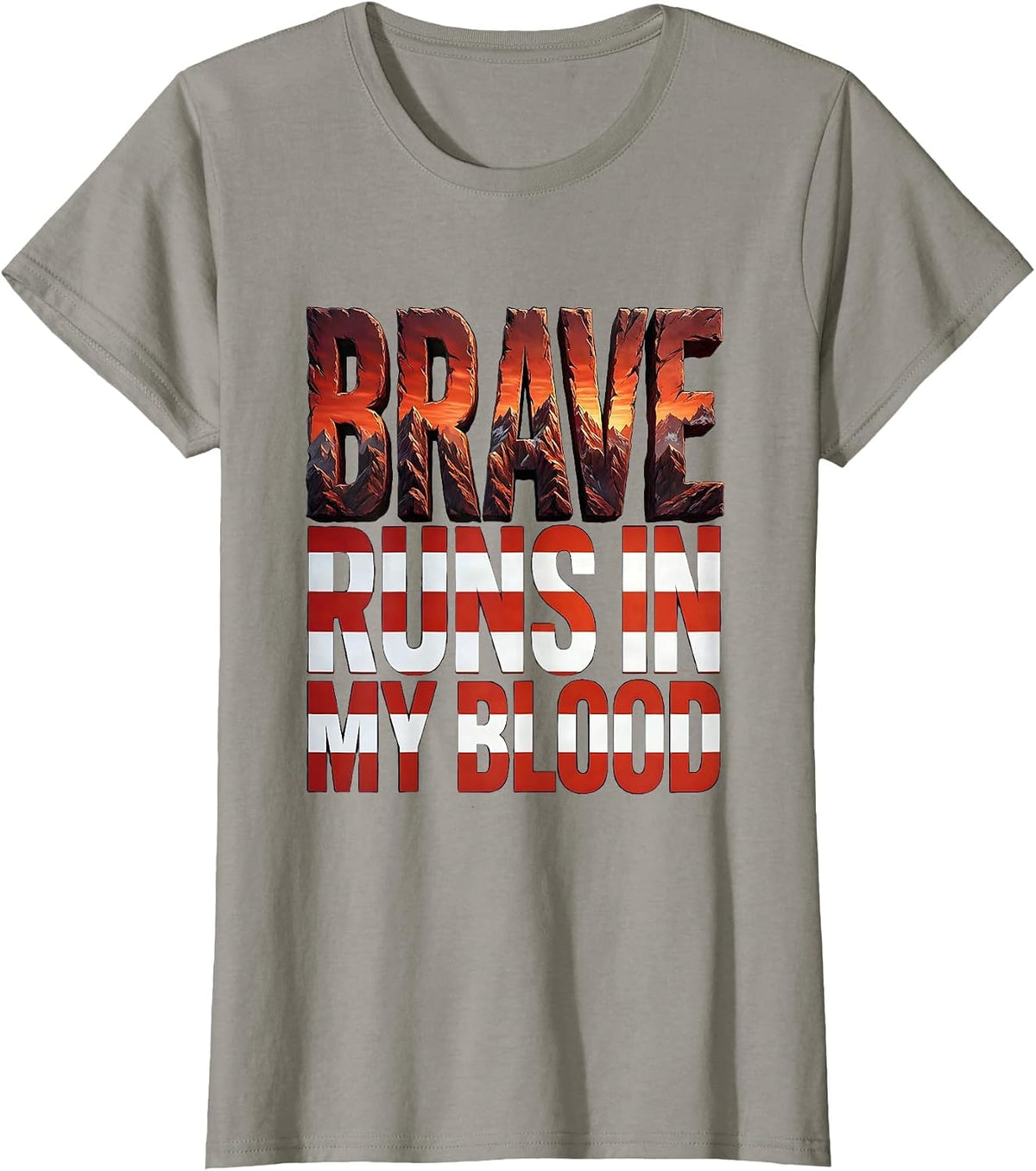 Women's Brave Runs In My Blood Firefighter Design T-Shirt - Slate Grey