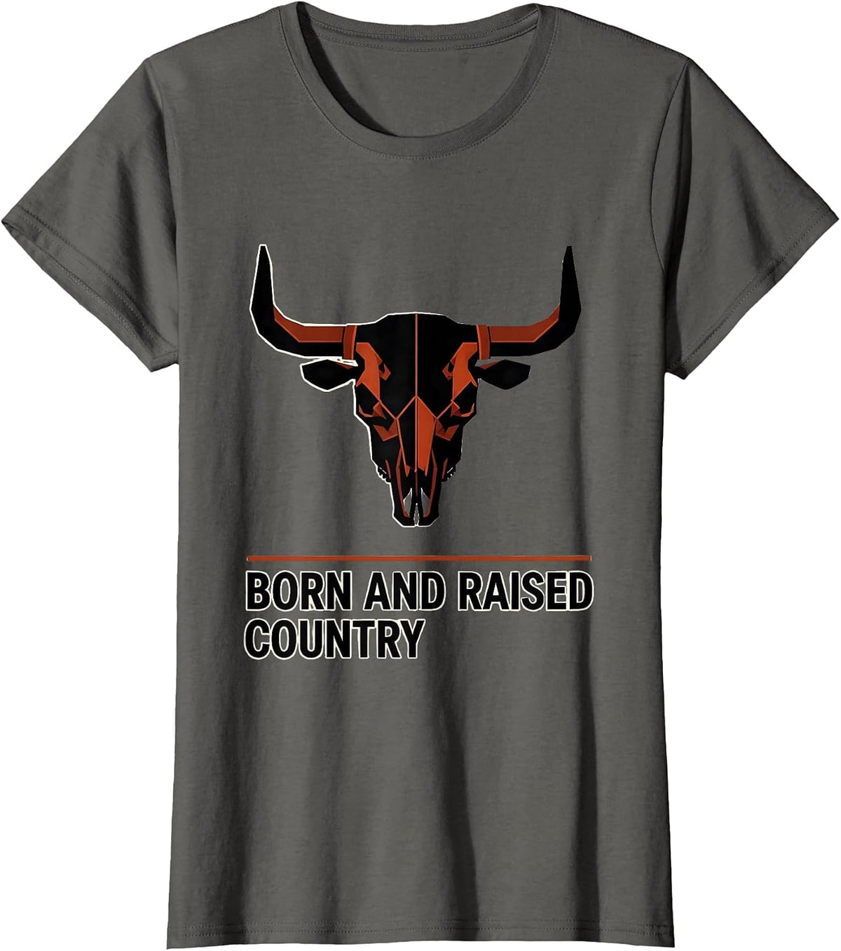 Women's Born and Raised Country Pride Graphic Design T-Shirt - Asphalt Grey
