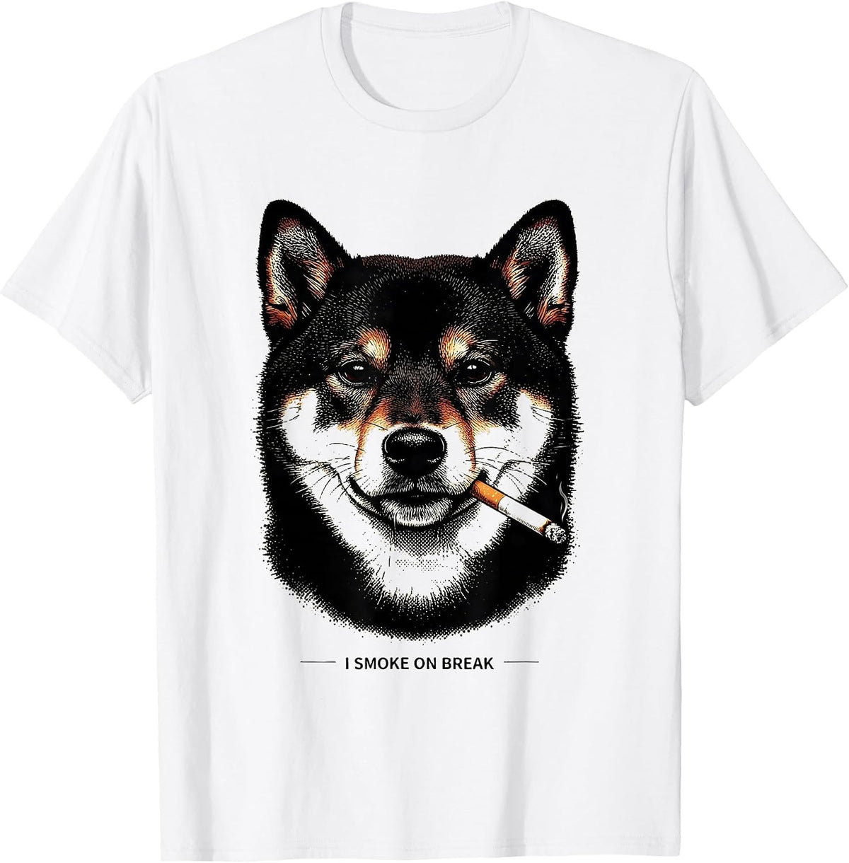 Men's I Smoke On Break Funny Shiba Inu Dog Meme Humor T-Shirt - White