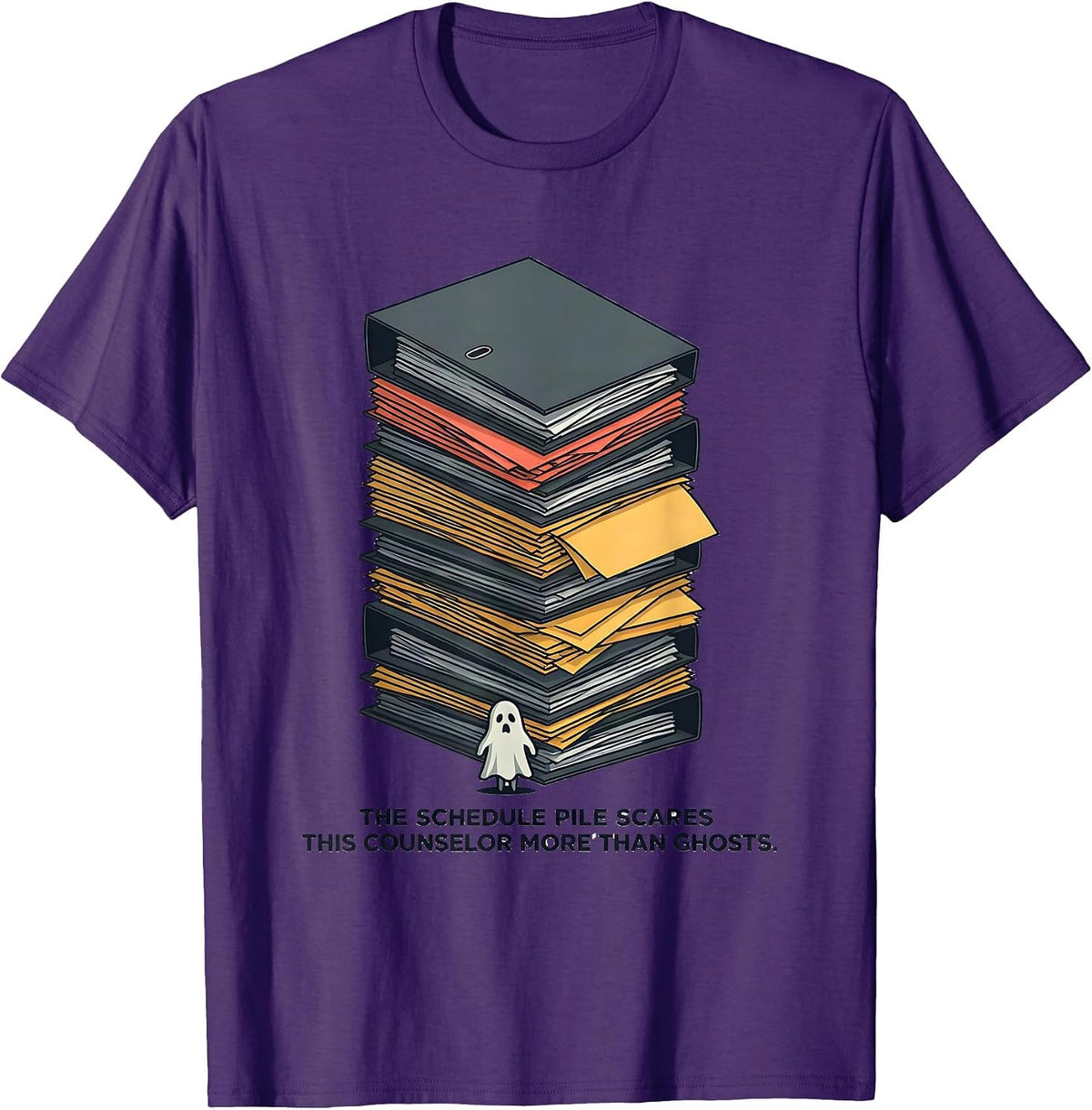 The Schedule Pile Scares This Counselor More Than Ghosts T-Shirt - Purple