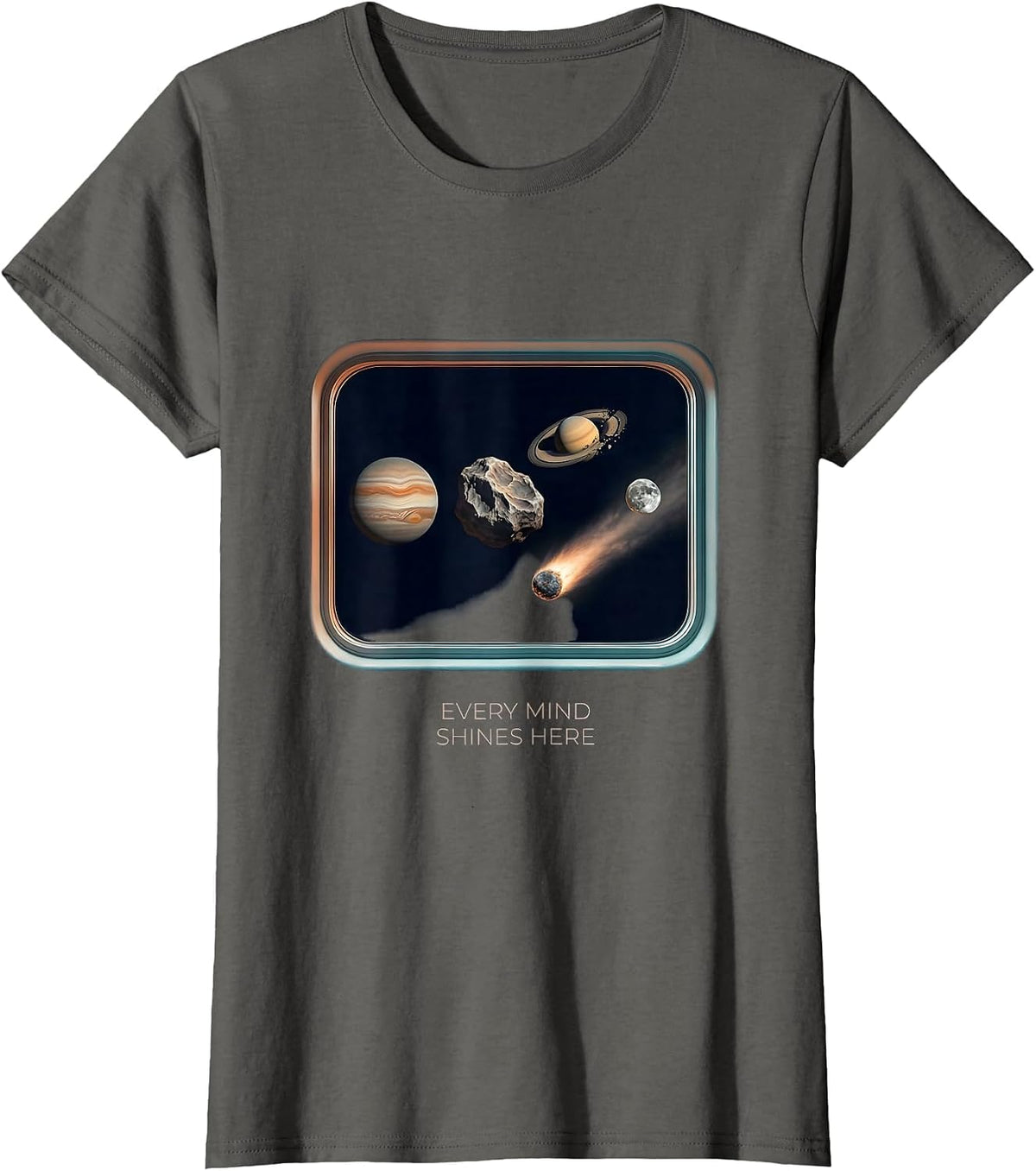 Women's Every Mind Shines Here Neurodiverse Universe Special T-Shirt - Asphalt Grey