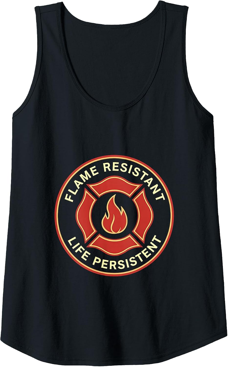 Flame Resistant Life Persistent Fire Design Tank Top - Black