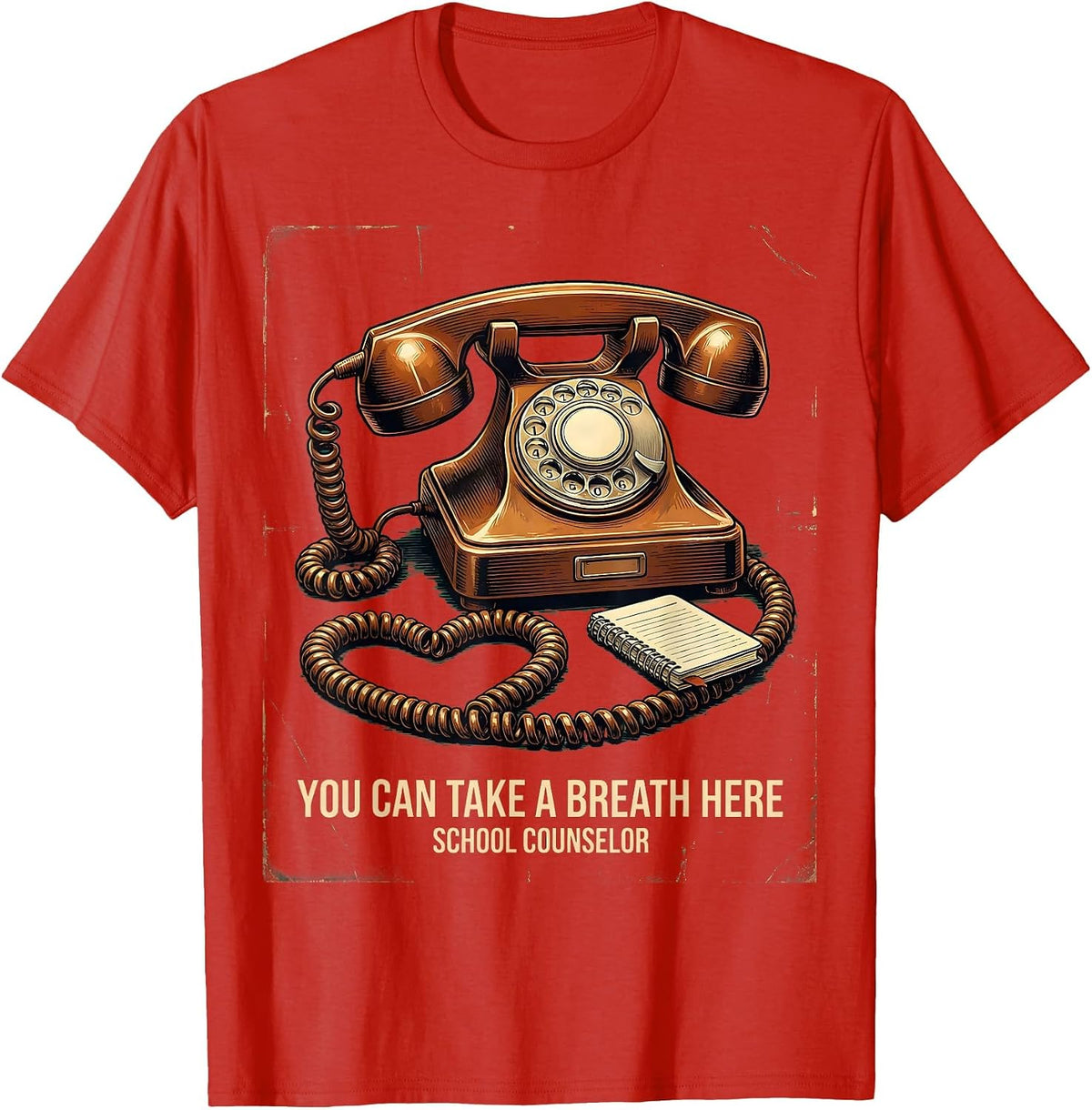 Men's You Can Take A Breath Here — School Counselor Vintage T-Shirt - Red