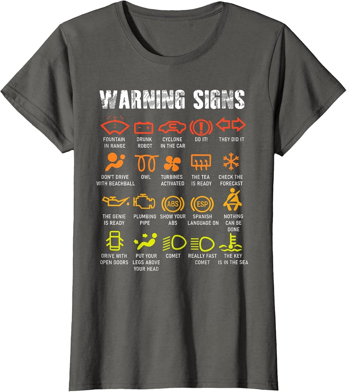 Car Warning Signs Mechanic Funny Tee Repair Guy Joke T-Shirt - Asphalt Grey