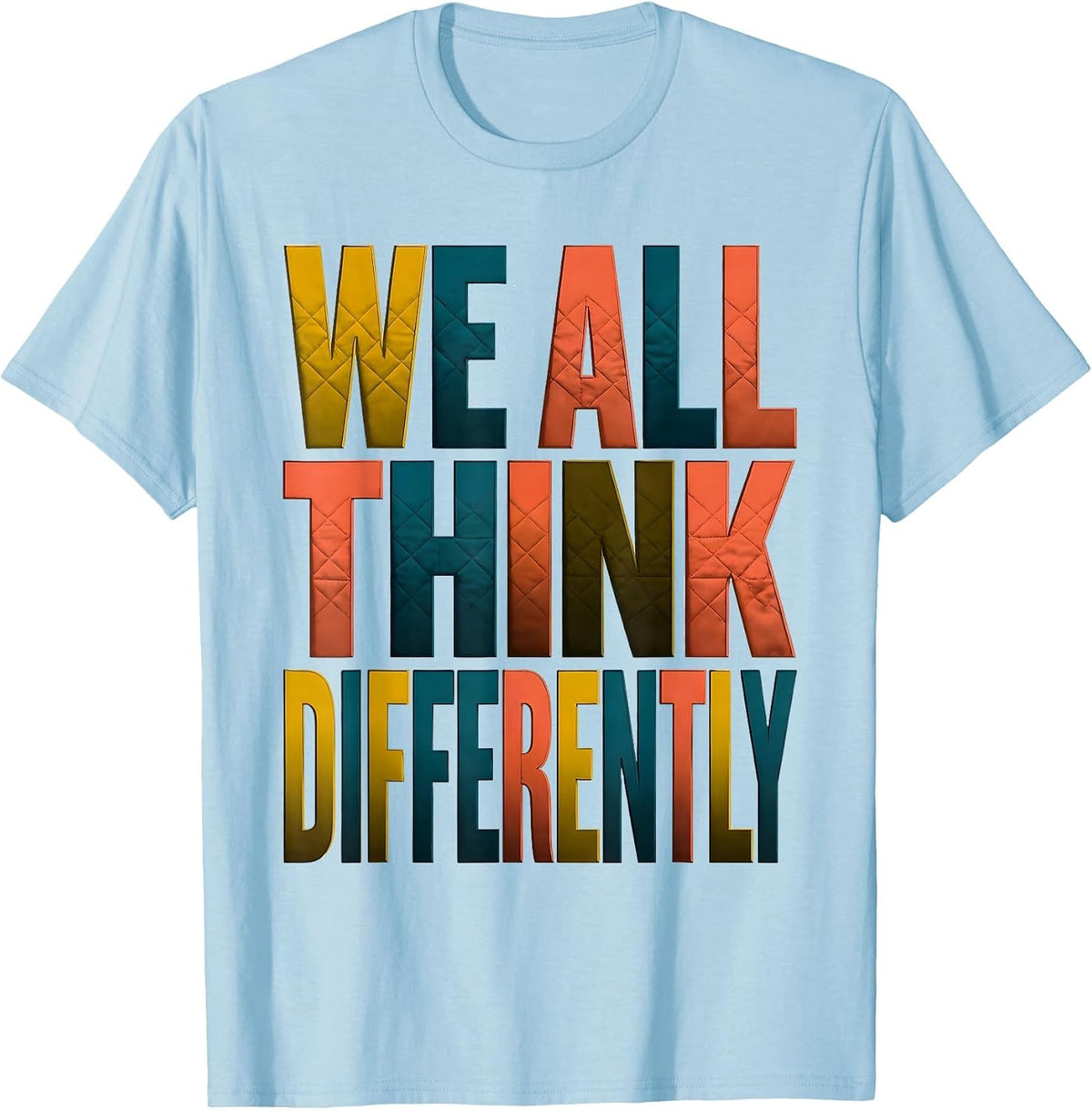 Men's We All Think Differently Autism Awareness Design T-Shirt - Baby Blue