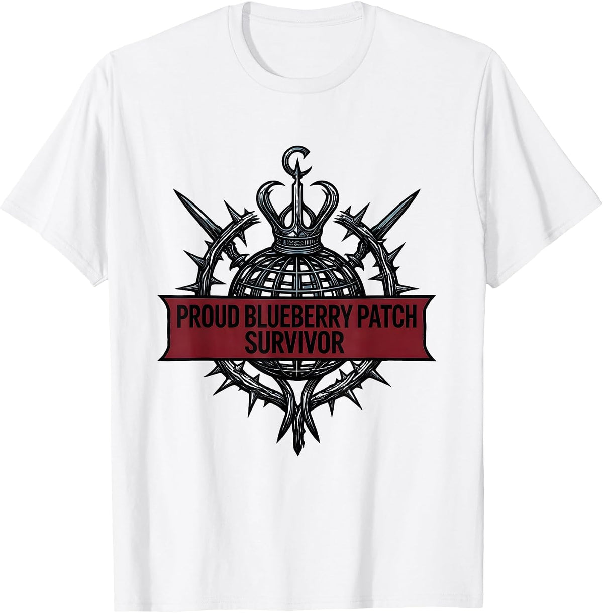 Men's Proud Blueberry Patch Survivor Funny Berry Design T-Shirt - White