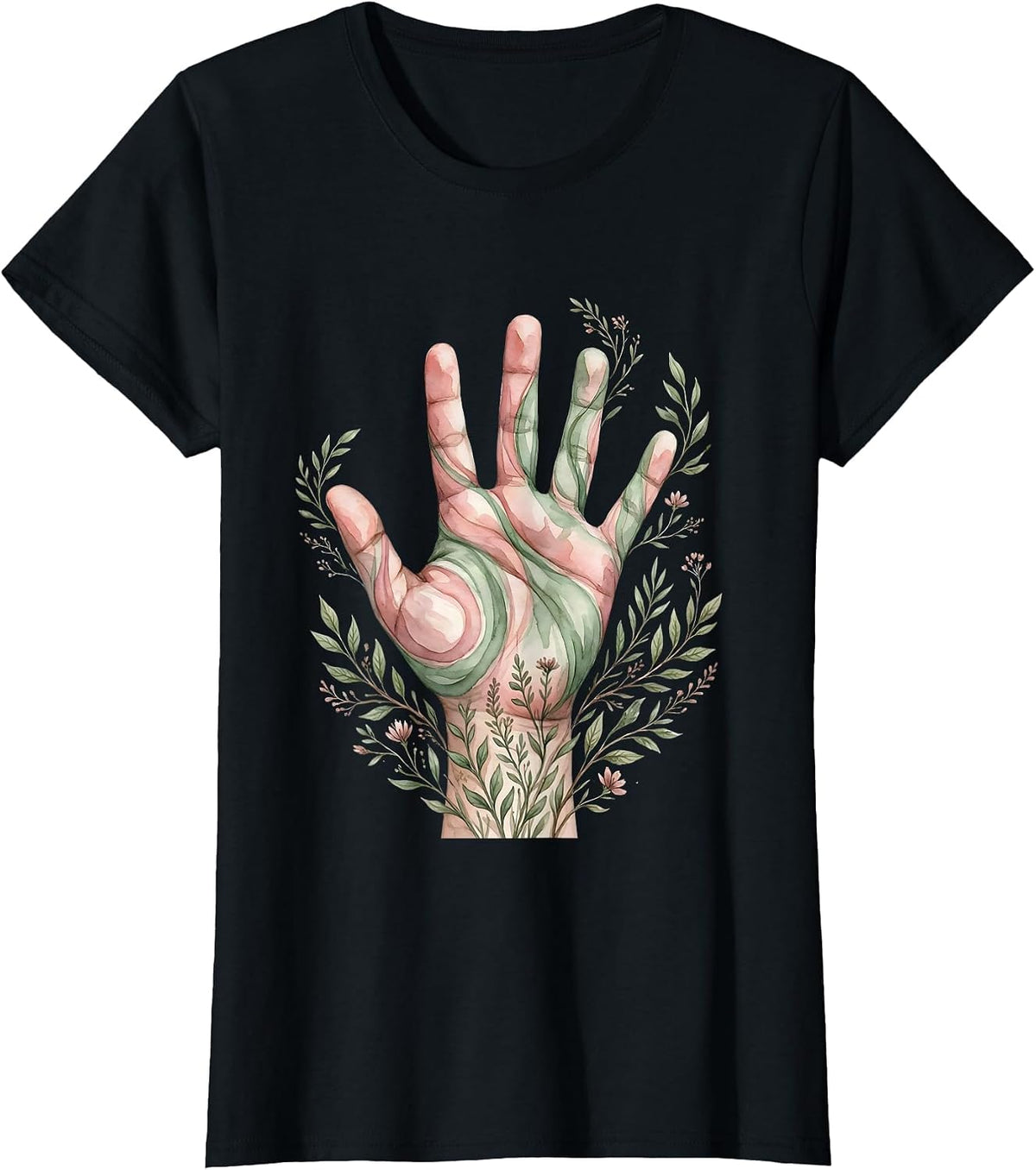 Autism Awareness Rainbow Handprint Art Design T-Shirt - Black